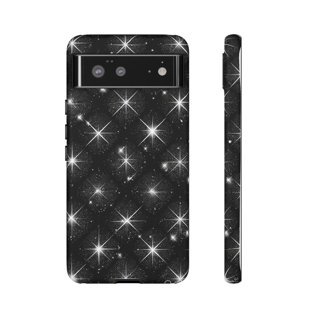 Galaxy Sparkle Tough Phone Case — Black Starfield Protective Cover