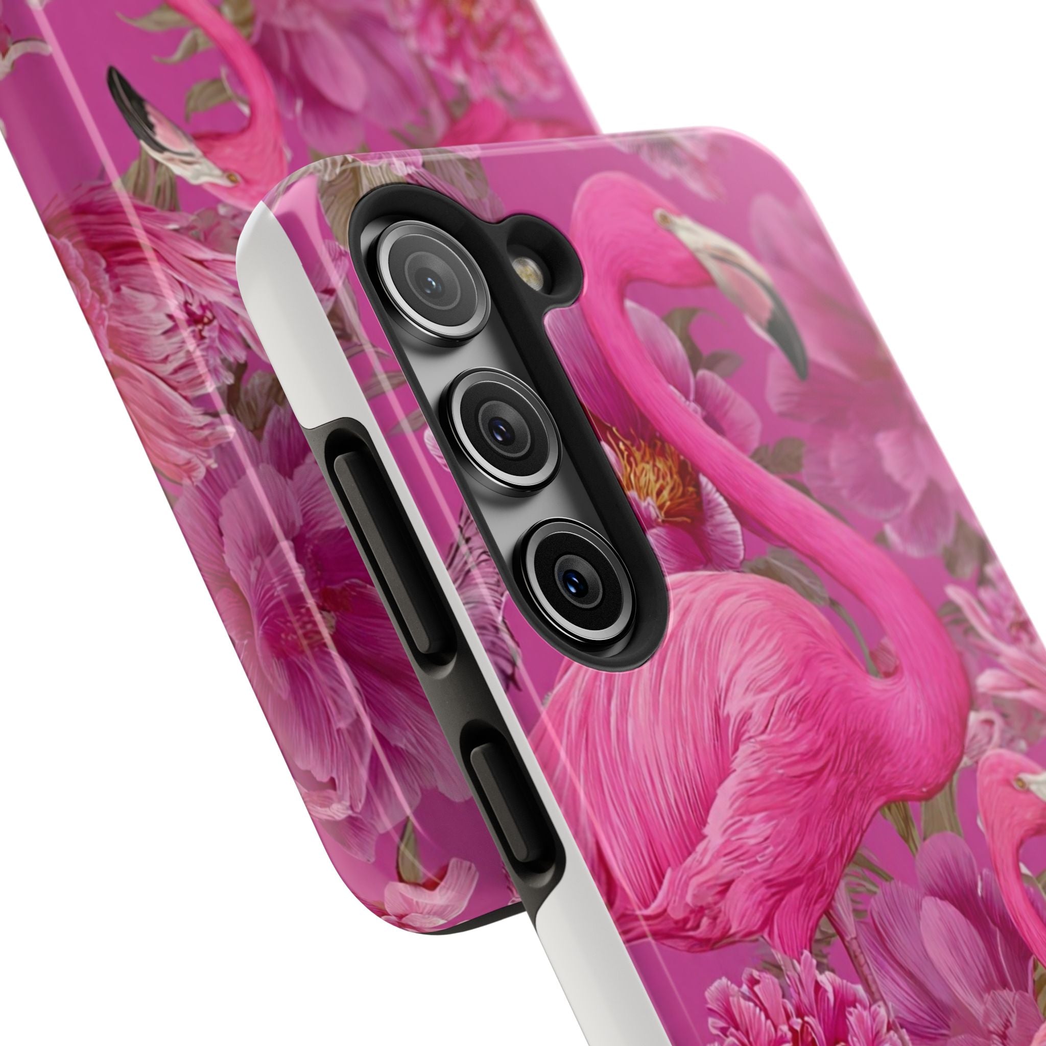 Pink Flamingo Floral Tough Phone Case — Protective iPhone Cover