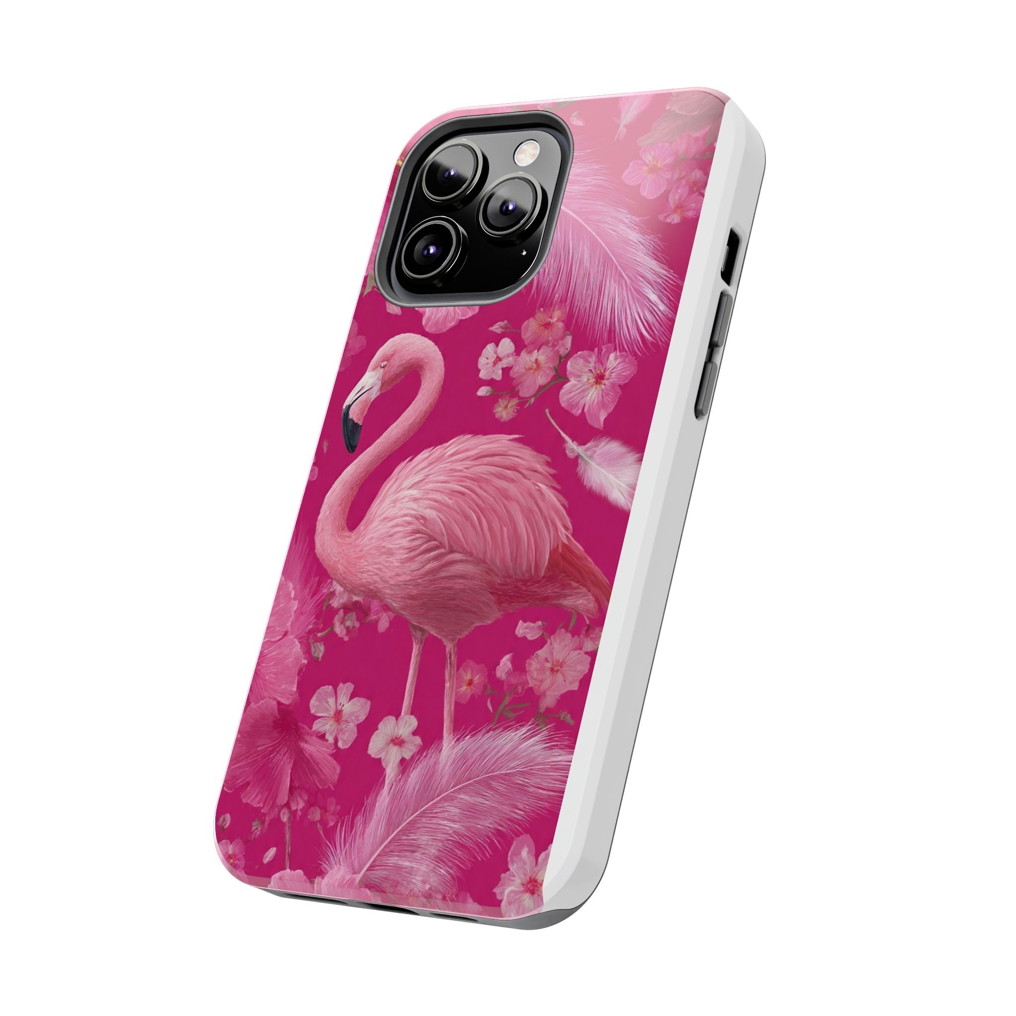 Flamingo Floral Tough Phone Case — Pink Tropical Feather Design