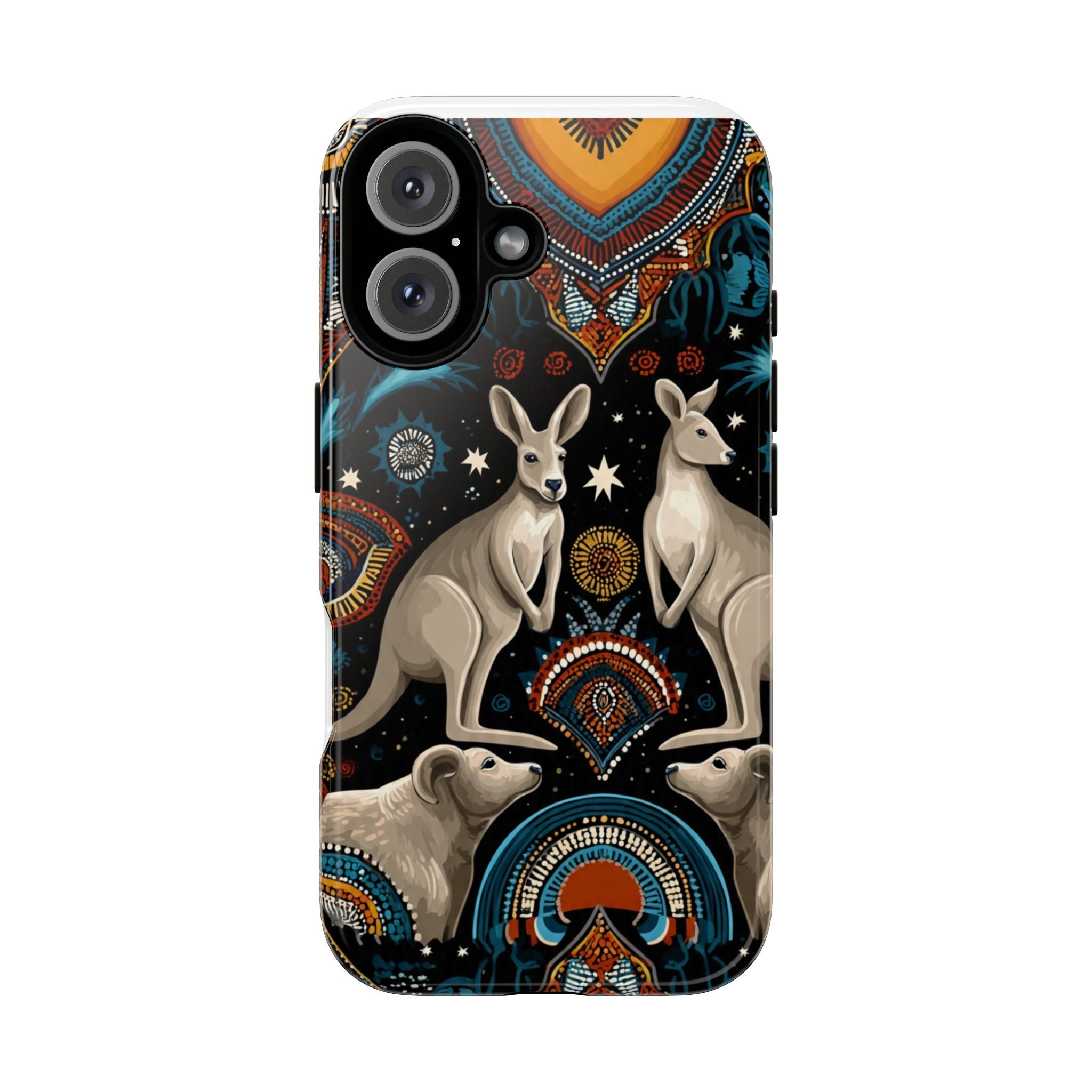 Kangaroo & Boomerang Tough Phone Case — Australian Wildlife Pattern