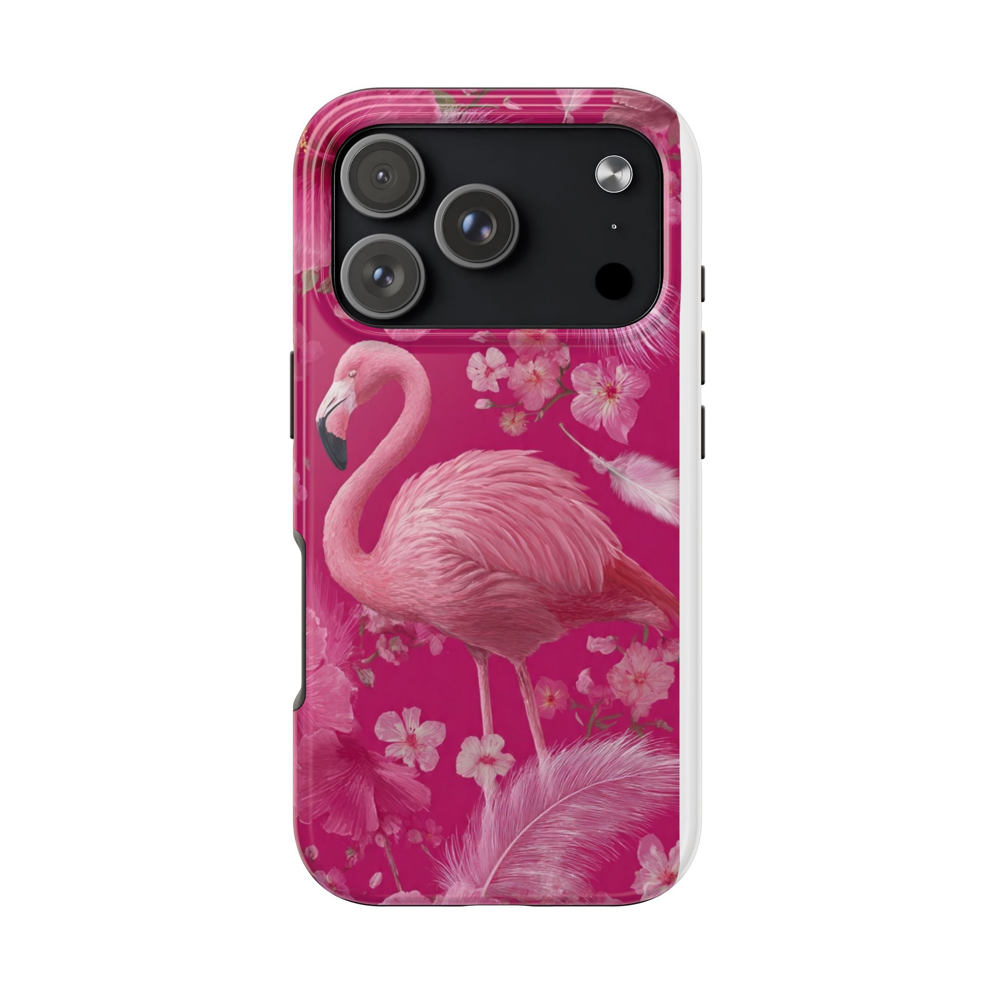 Flamingo Floral Tough Phone Case — Pink Tropical Feather Design