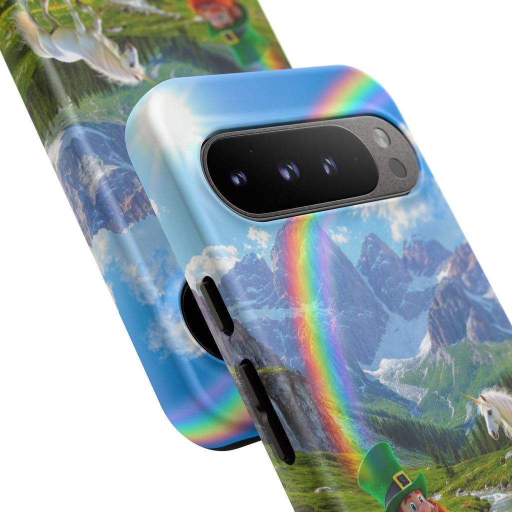 Lucky Leprechaun & Unicorn Phone Case — Rainbow Pot of Gold Protective Cover