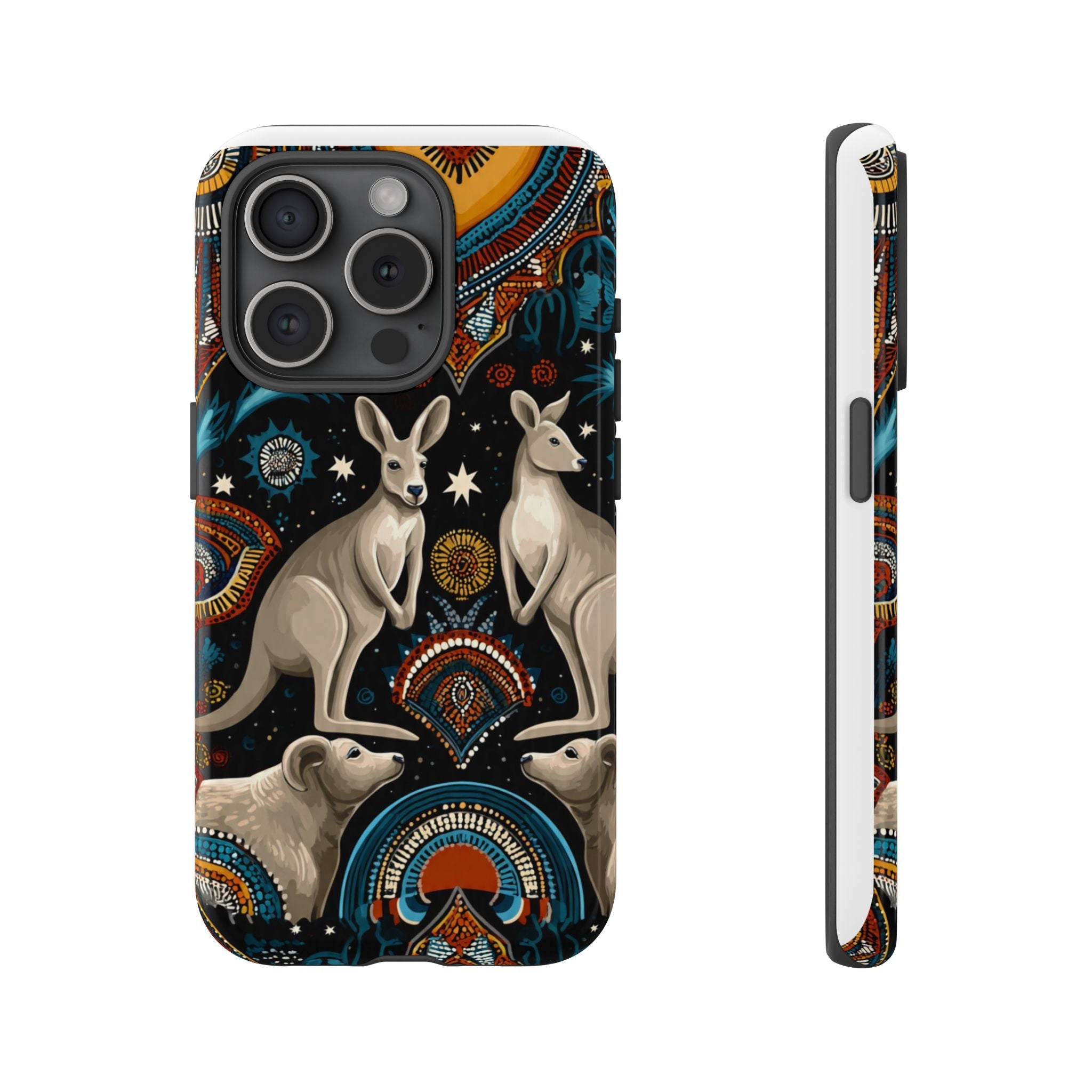 Kangaroo & Boomerang Tough Phone Case — Australian Wildlife Pattern