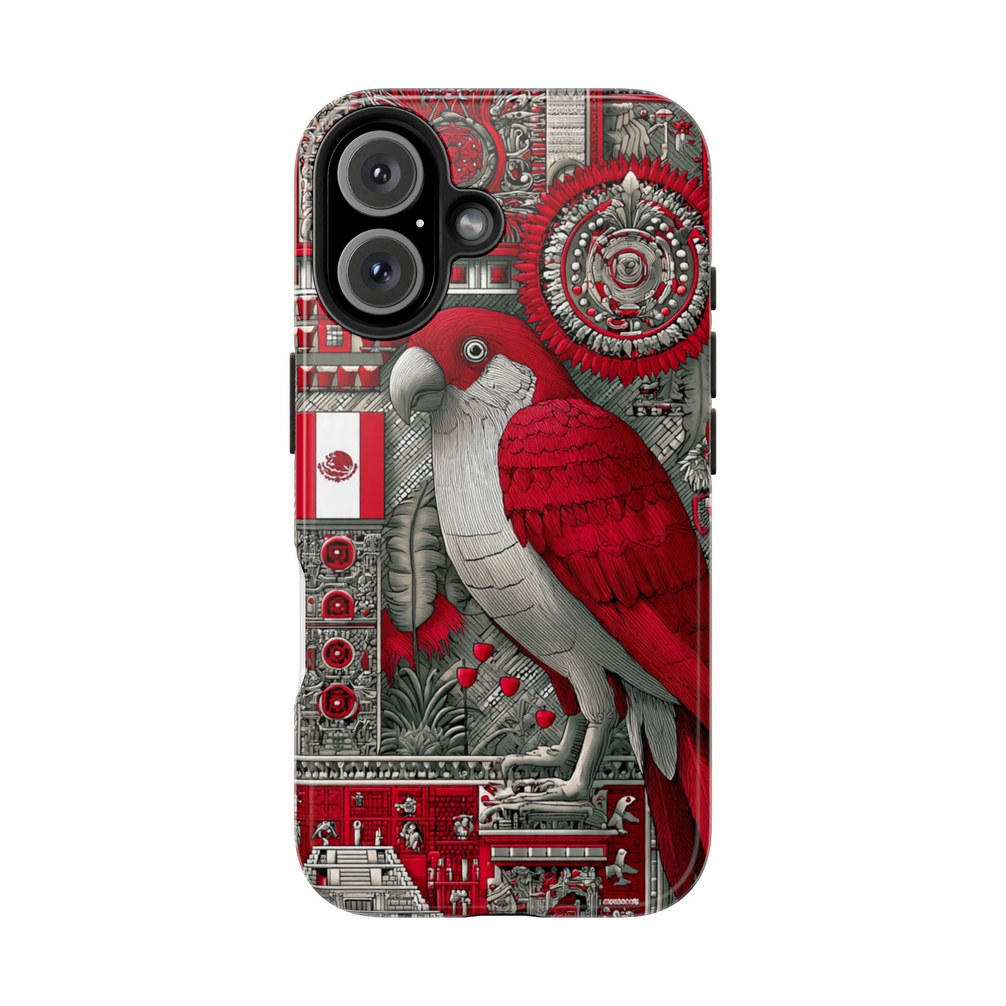 Tough Phone Case — Red Parrot Graphic Impact-Resistant Phone Cover
