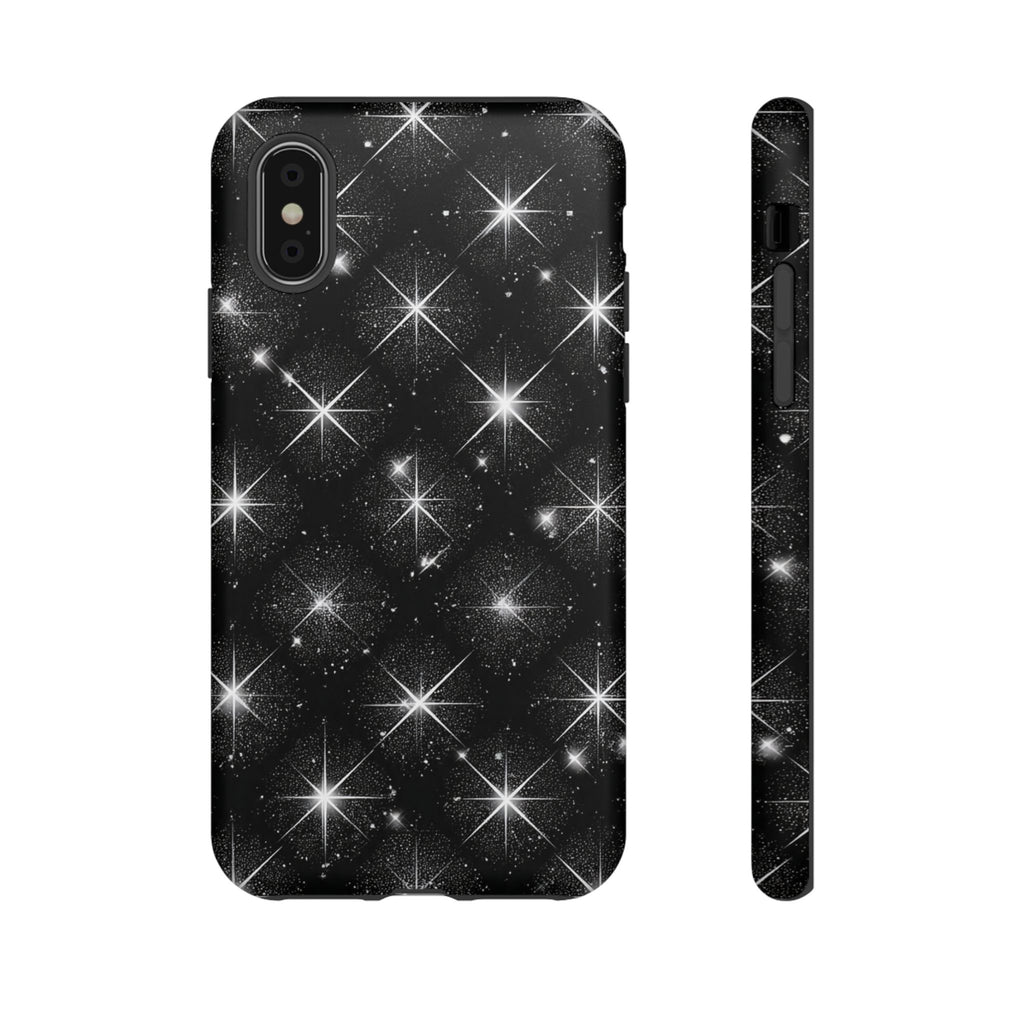 Galaxy Sparkle Tough Phone Case — Black Starfield Protective Cover