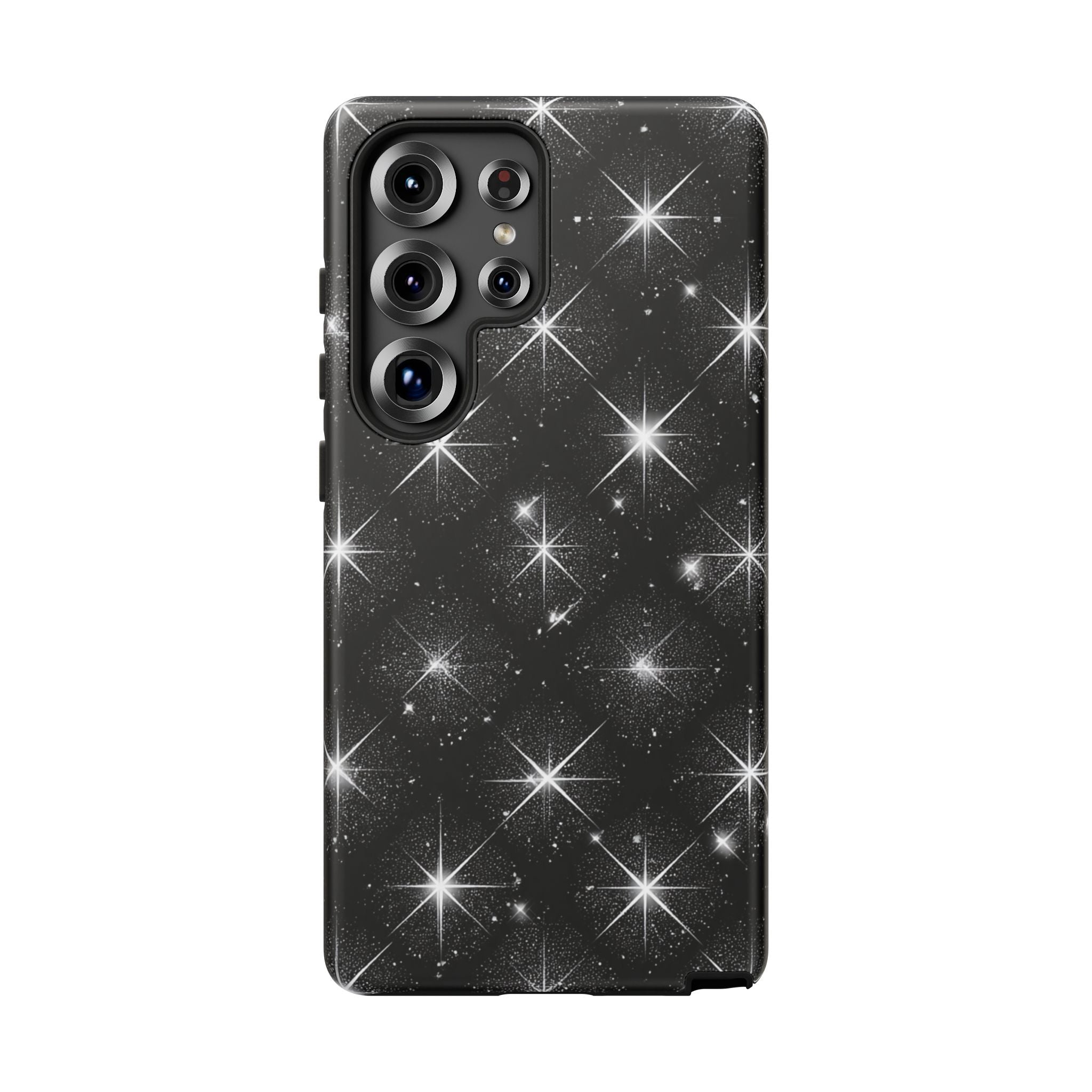 Galaxy Sparkle Tough Phone Case — Black Starfield Protective Cover