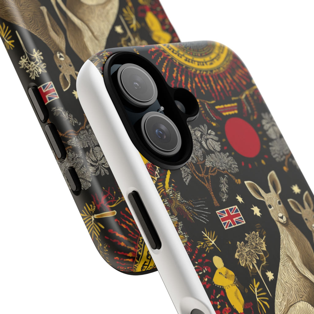 Kangaroo Family Floral Tough Phone Case — Protective Australia Wildlife Design