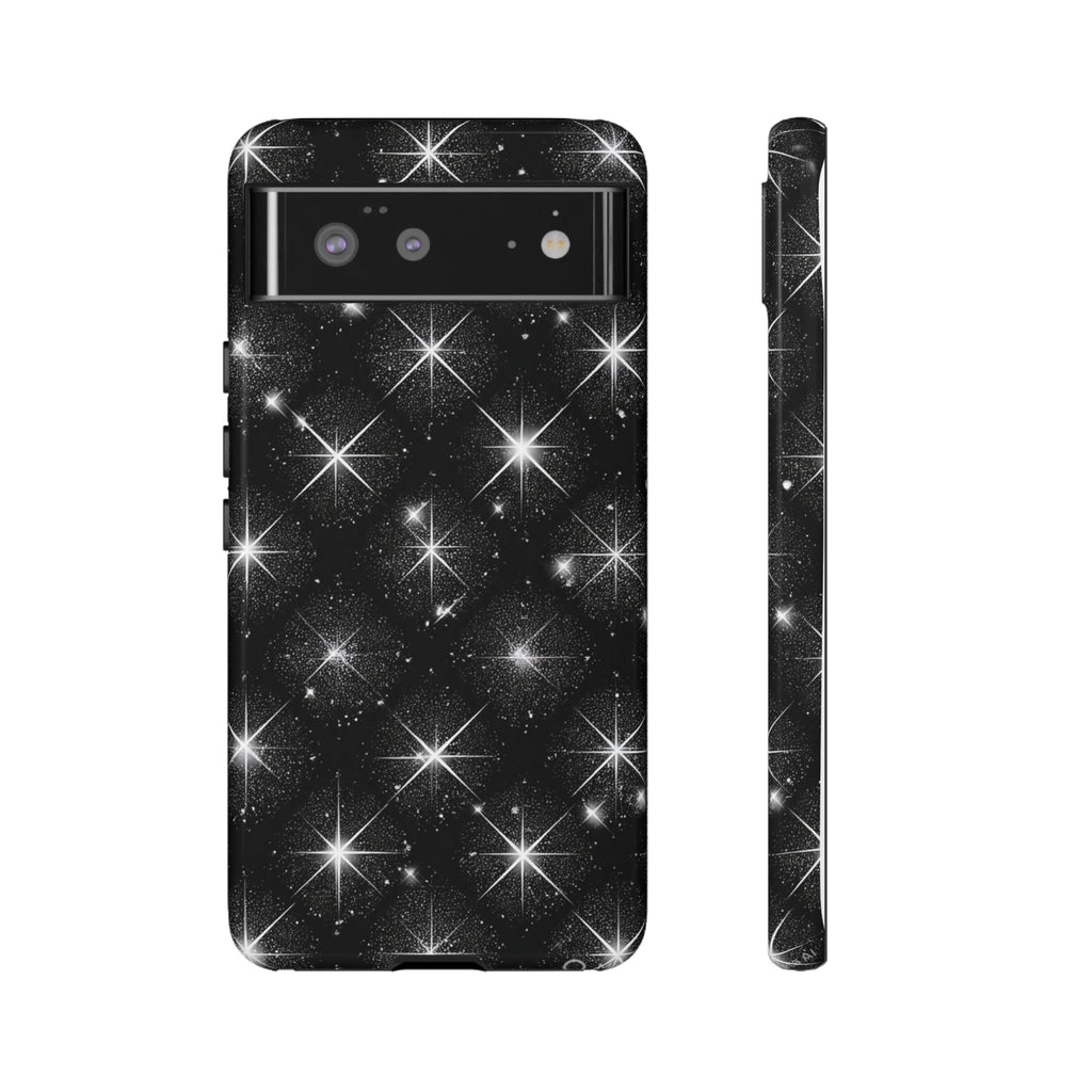 Galaxy Sparkle Tough Phone Case — Black Starfield Protective Cover