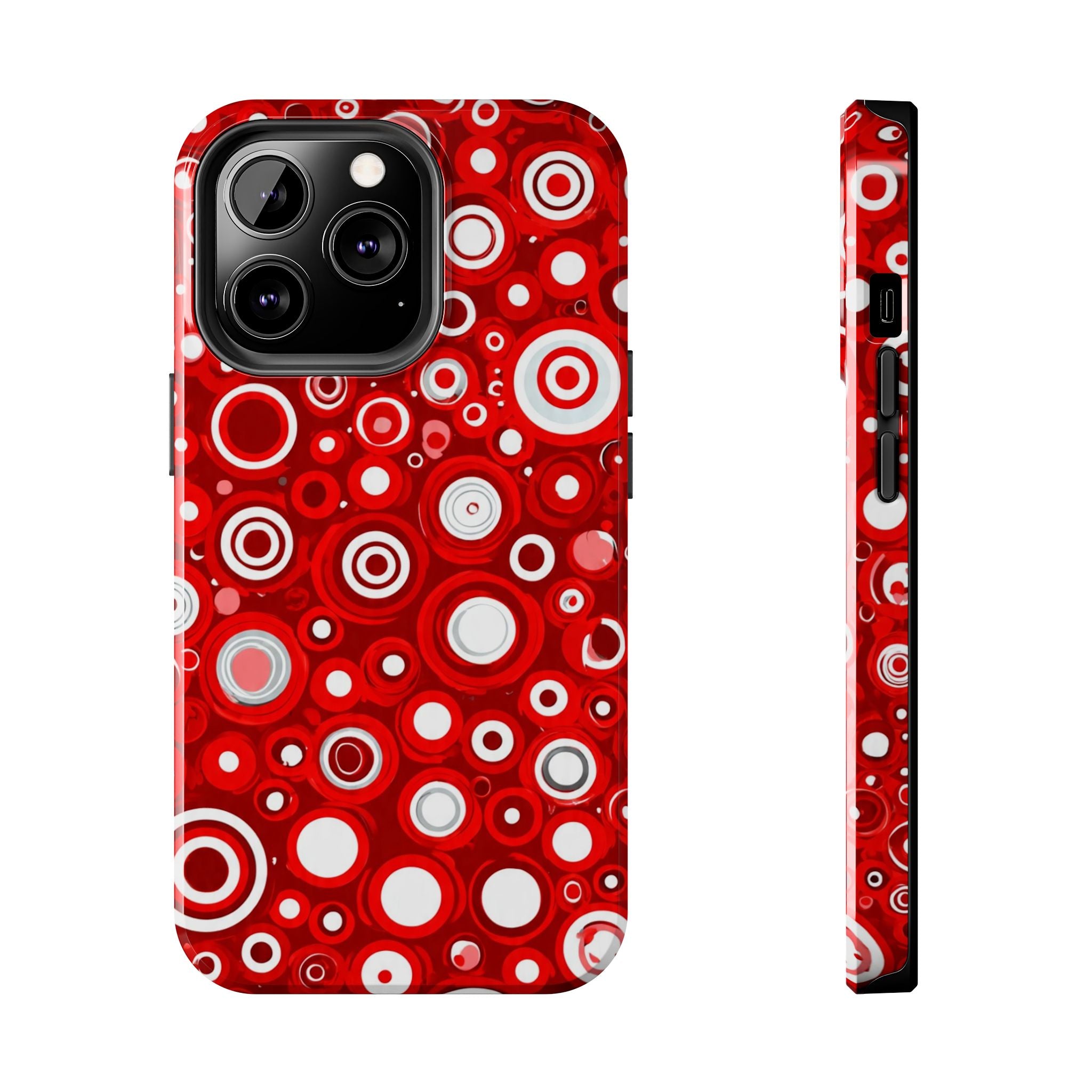 Red Retro Circles Tough Phone Case — Durable Shockproof Protective Cover