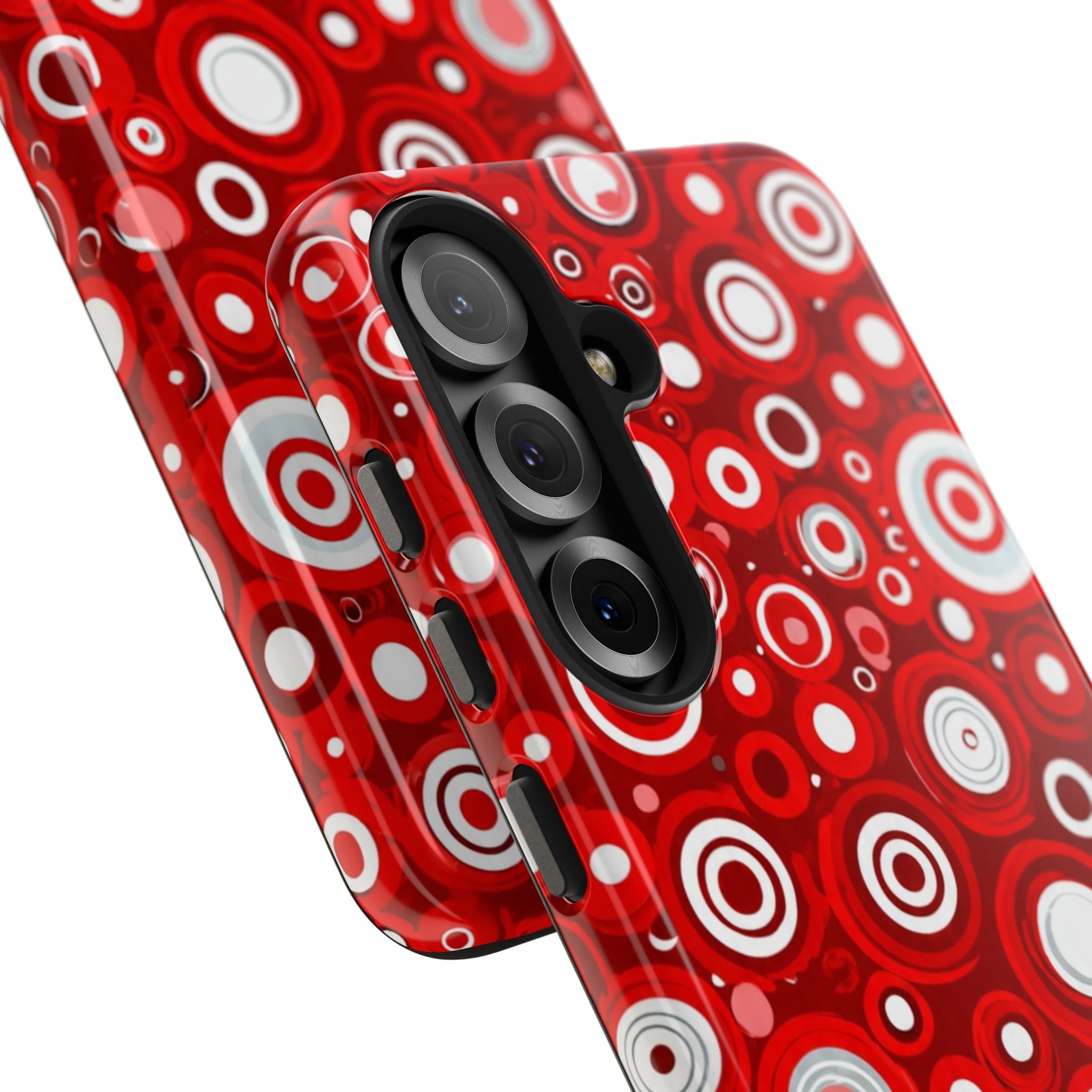Red Retro Circles Tough Phone Case — Durable Shockproof Protective Cover