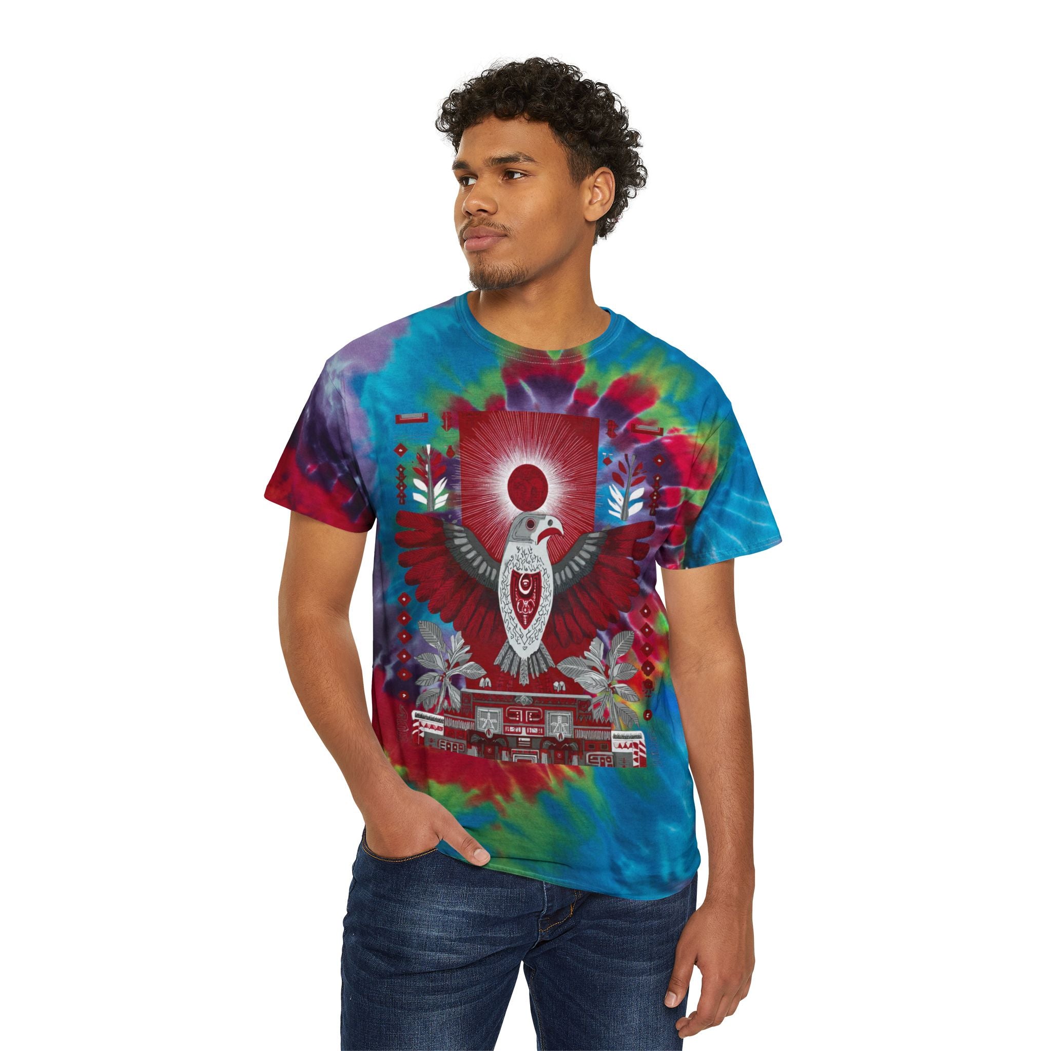 Tie-Dye Spiral Tee — Vintage Southwestern Eagle Graphic