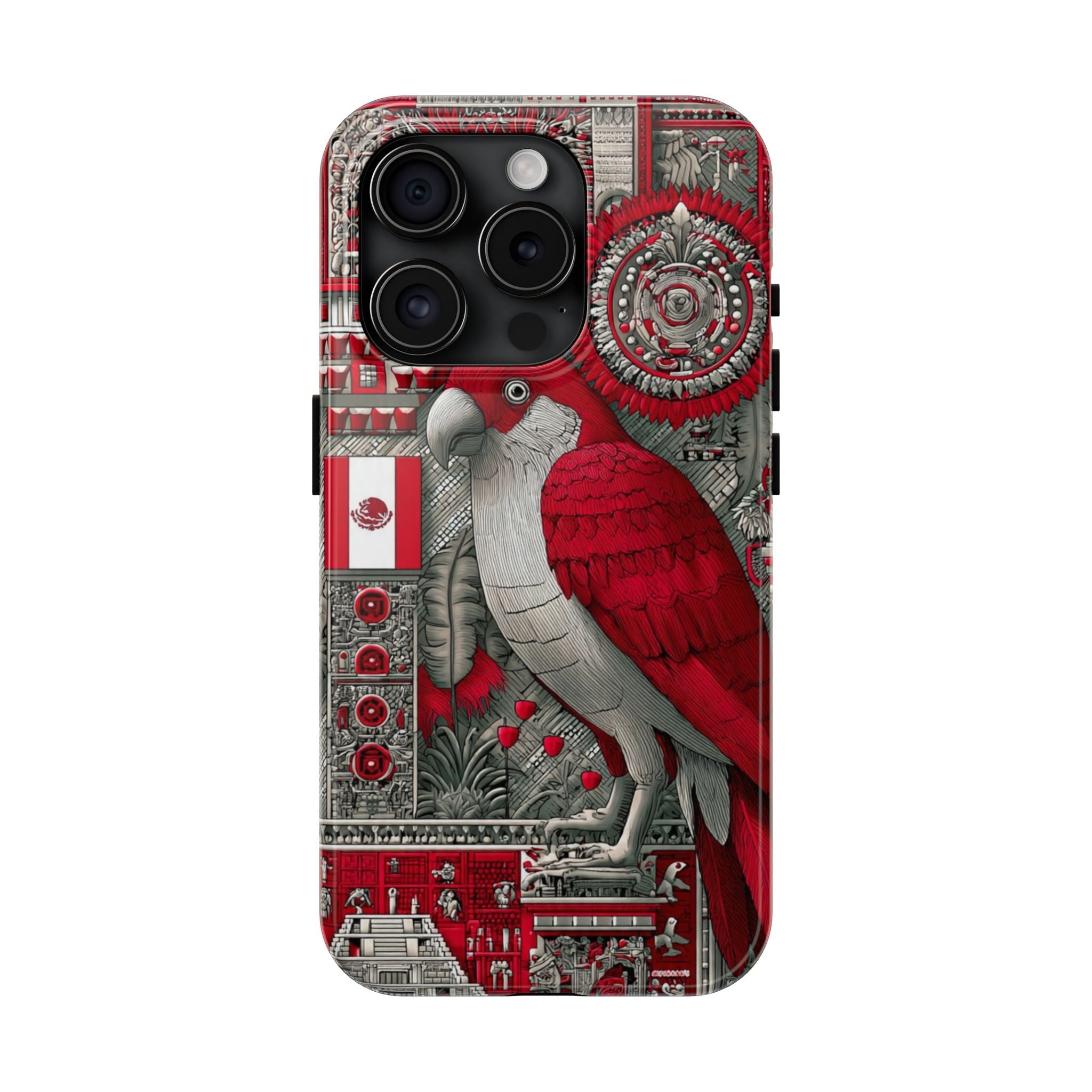 Tough Phone Case — Red Parrot Graphic Impact-Resistant Phone Cover