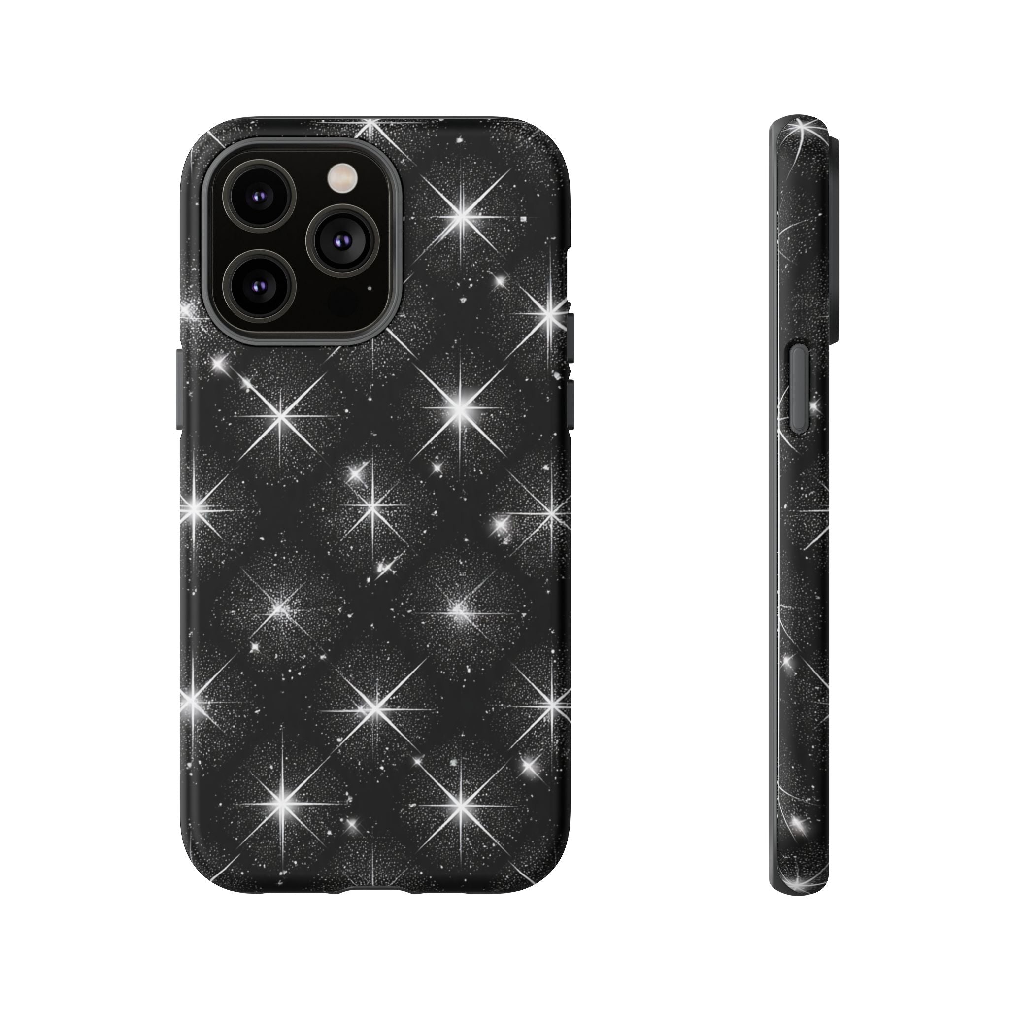 Galaxy Sparkle Tough Phone Case — Black Starfield Protective Cover