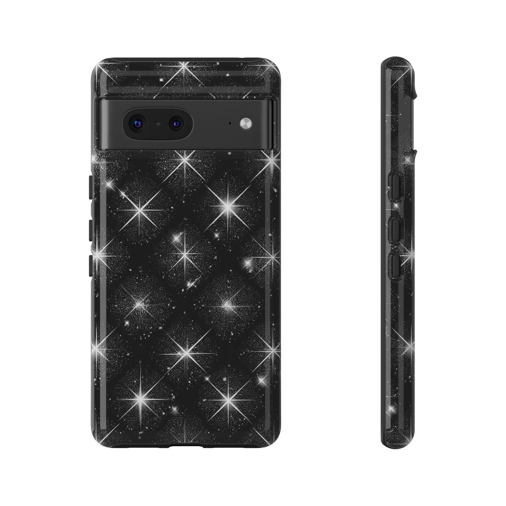 Galaxy Sparkle Tough Phone Case — Black Starfield Protective Cover