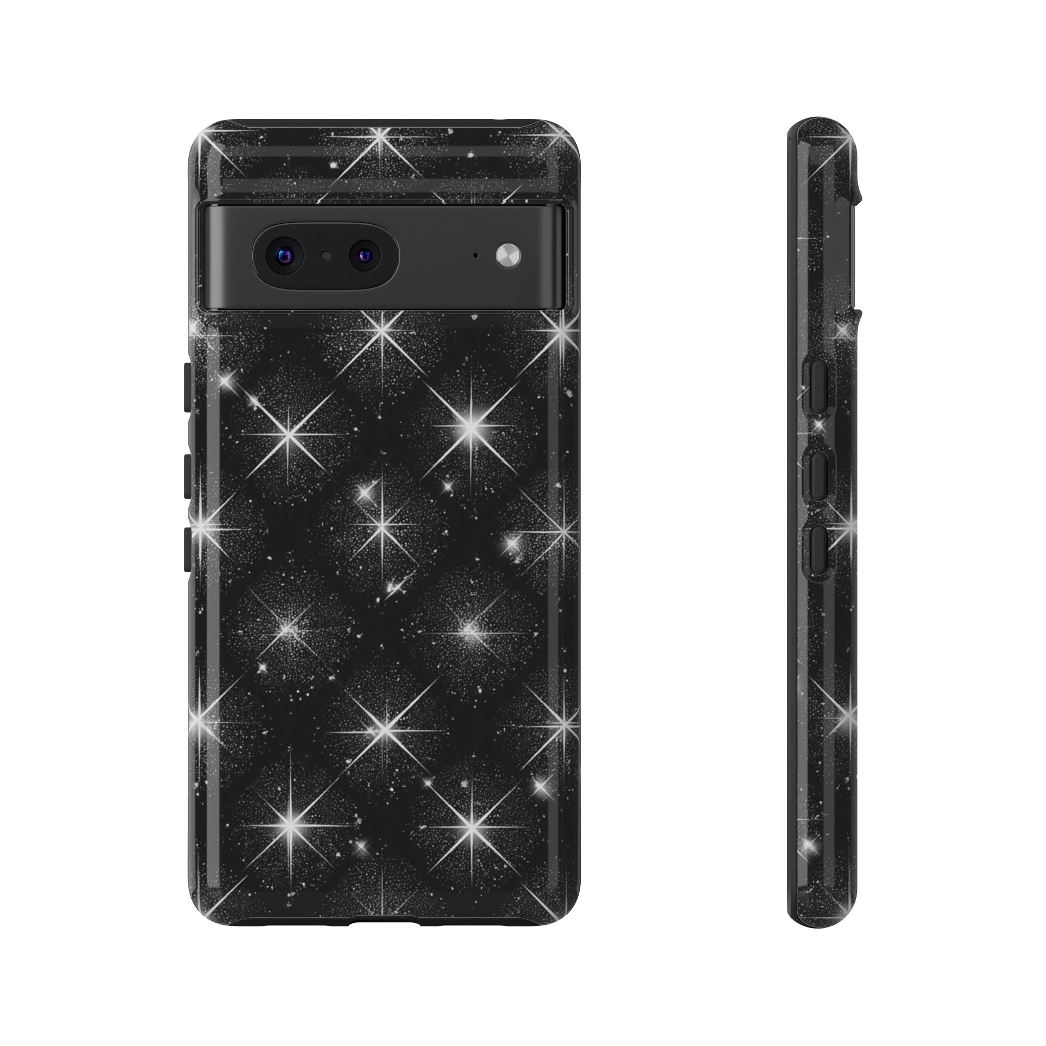 Galaxy Sparkle Tough Phone Case — Black Starfield Protective Cover