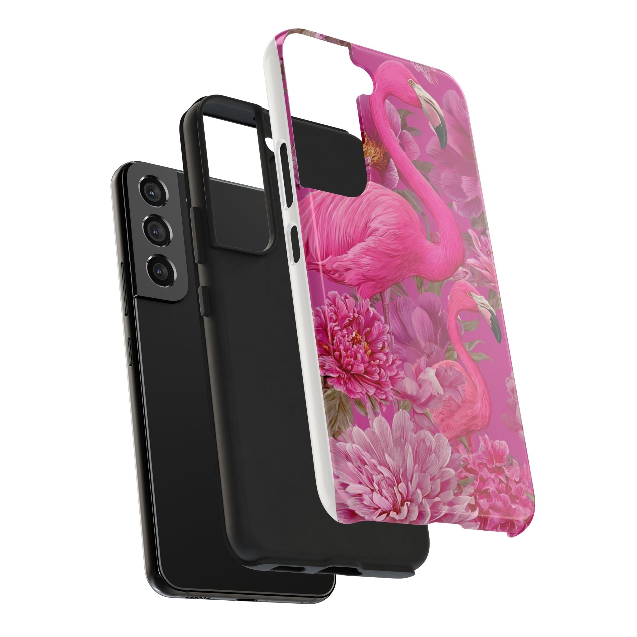 Pink Flamingo Floral Tough Phone Case — Protective iPhone Cover