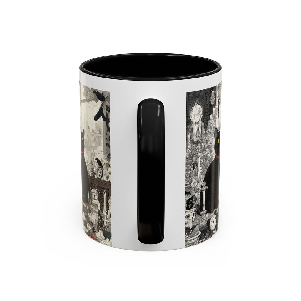 Black Cat Vintage Street Art Coffee Mug — 11/15oz Accent Ceramic