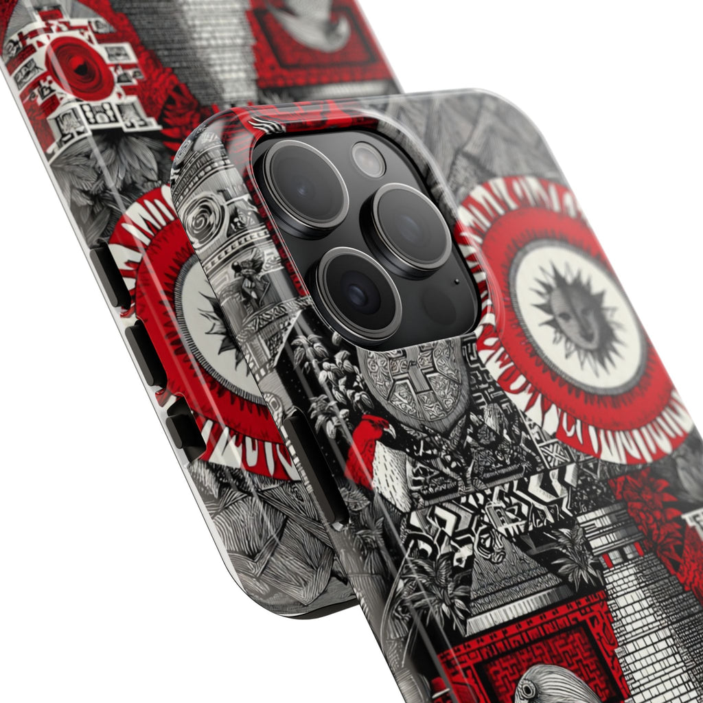 Tough Phone Case — Red Inca Pyramid Collage (Sun & Raven)