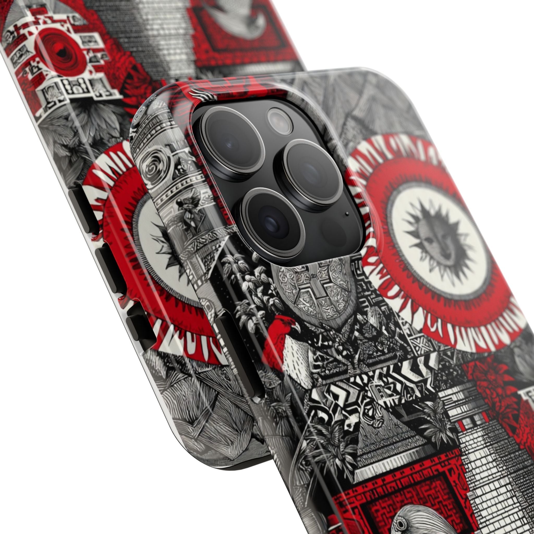 Tough Phone Case — Red Inca Pyramid Collage (Sun & Raven)