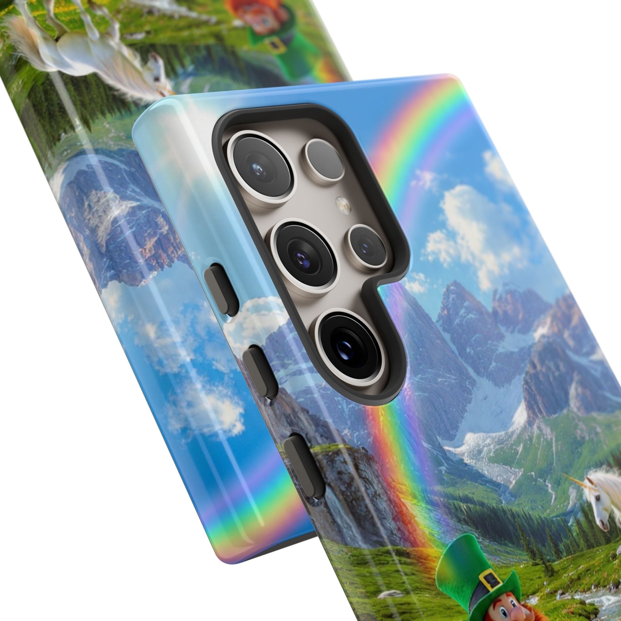 Lucky Leprechaun & Unicorn Phone Case — Rainbow Pot of Gold Protective Cover