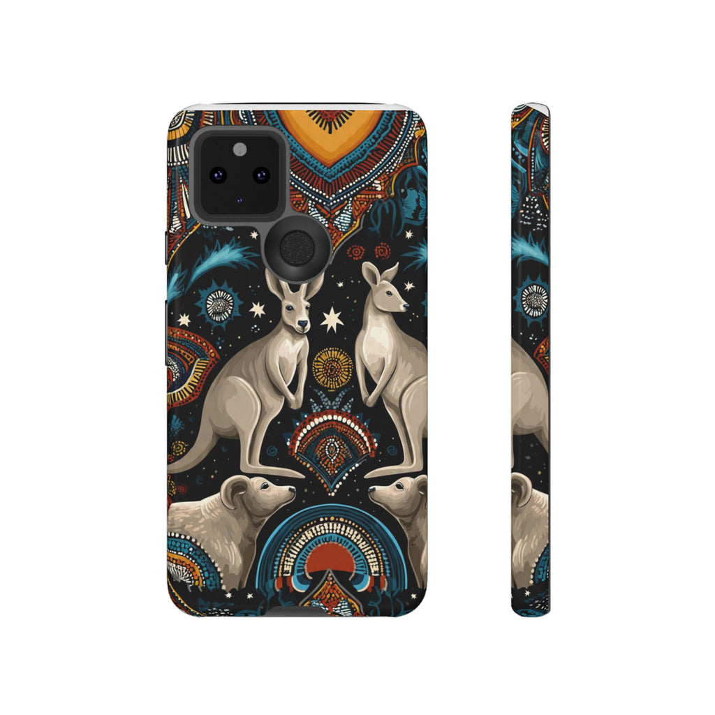 Kangaroo & Boomerang Tough Phone Case — Australian Wildlife Pattern