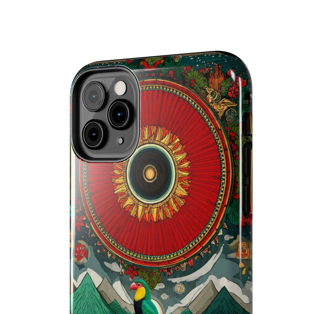 Tough Phone Case — Vibrant Tropical Mountain Bird Design