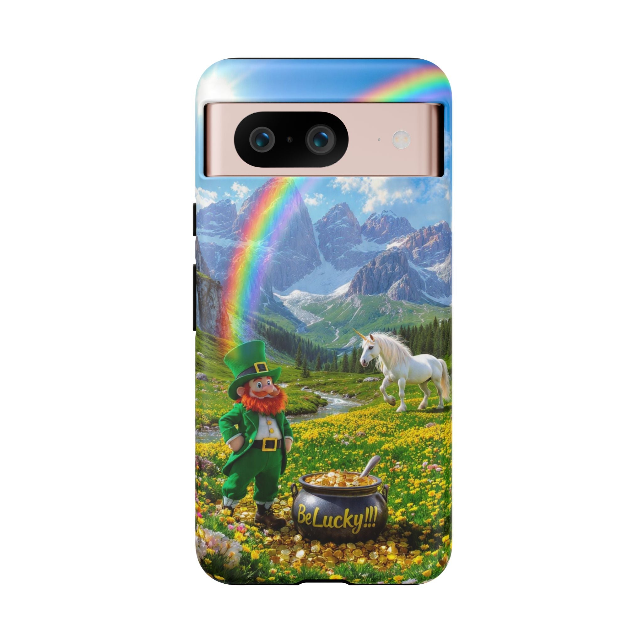 Lucky Leprechaun & Unicorn Phone Case — Rainbow Pot of Gold Protective Cover