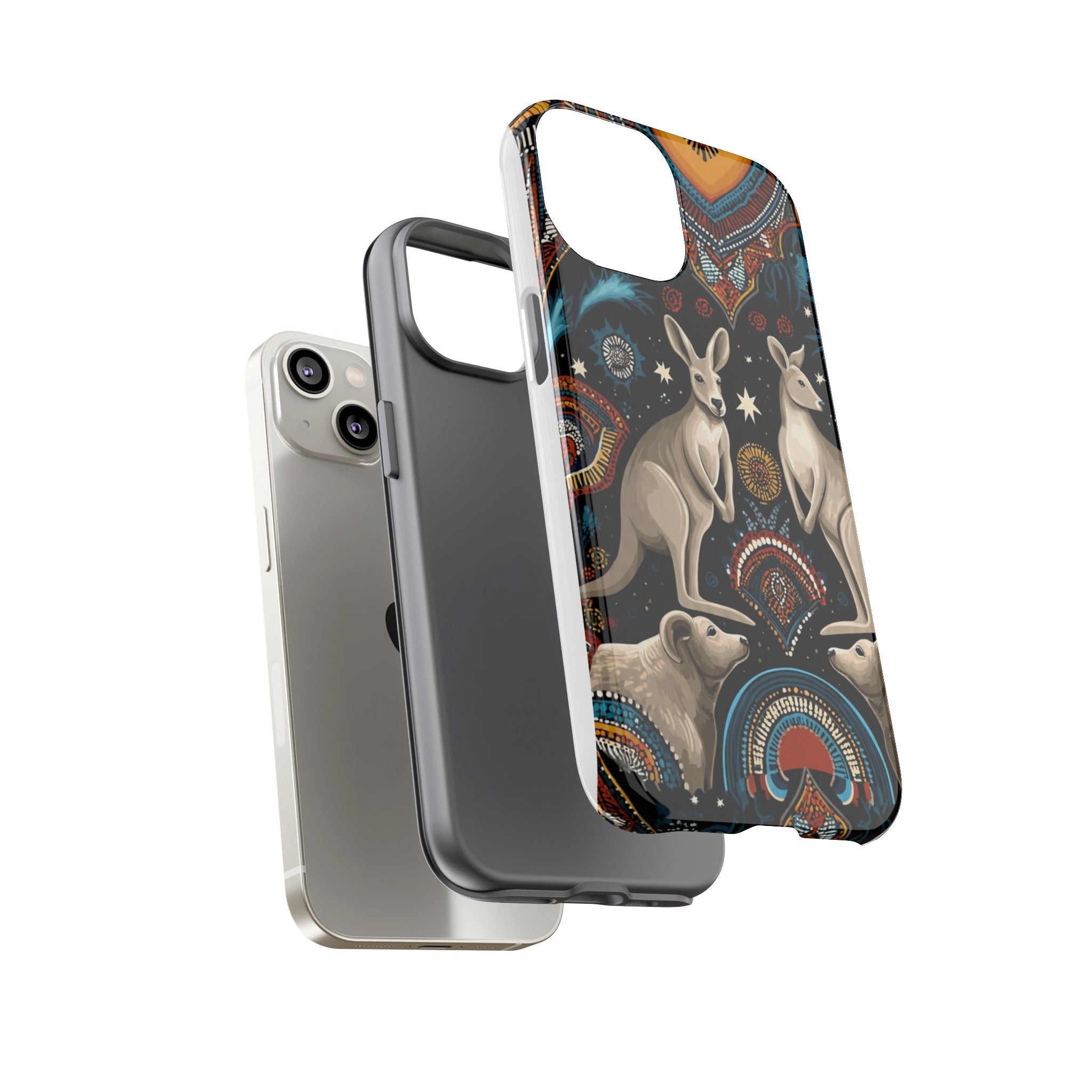 Kangaroo & Boomerang Tough Phone Case — Australian Wildlife Pattern