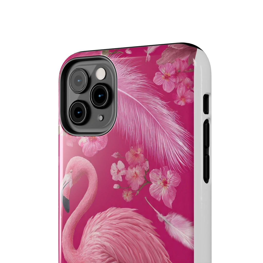 Flamingo Floral Tough Phone Case — Pink Tropical Feather Design