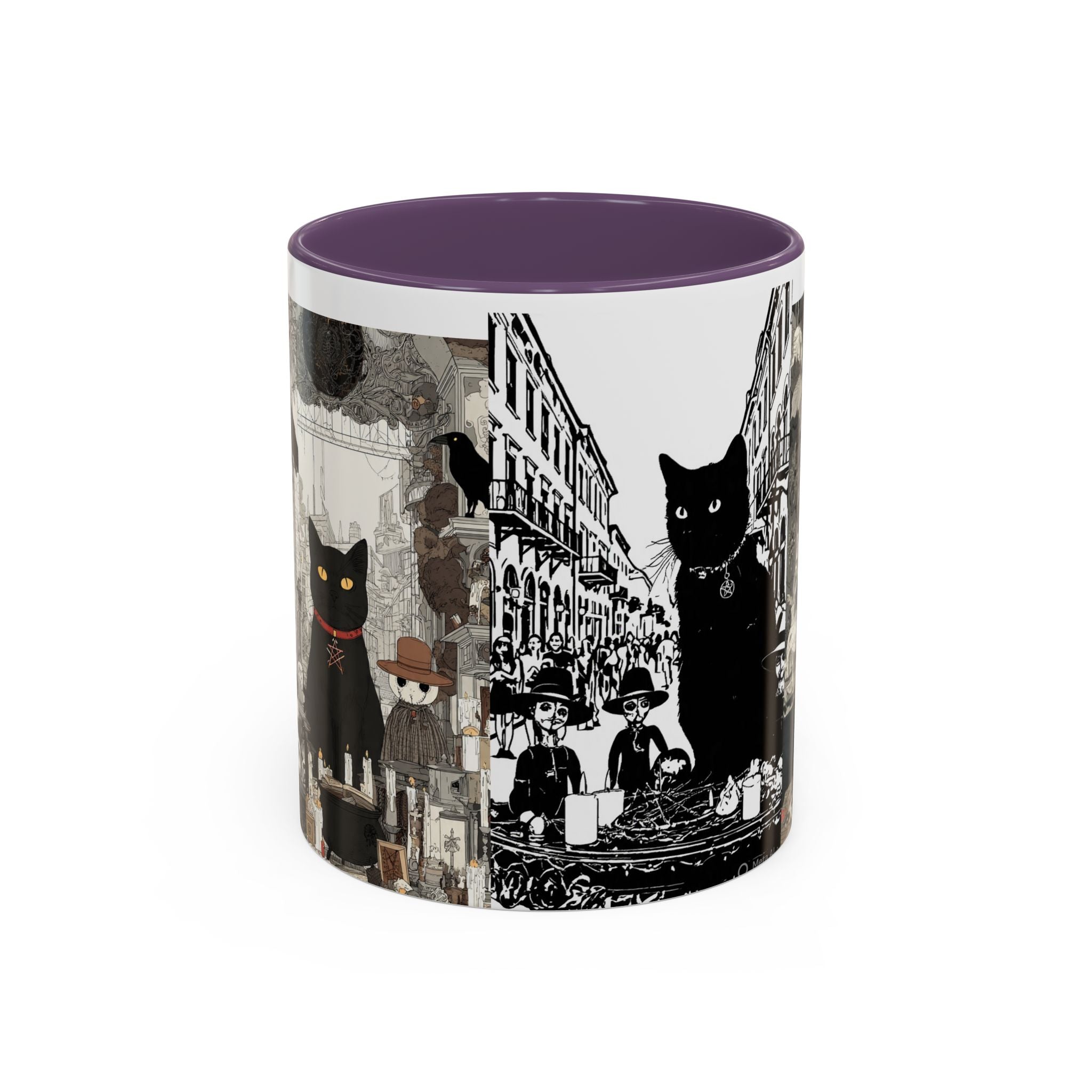 Black Cat Vintage Street Art Coffee Mug — 11/15oz Accent Ceramic