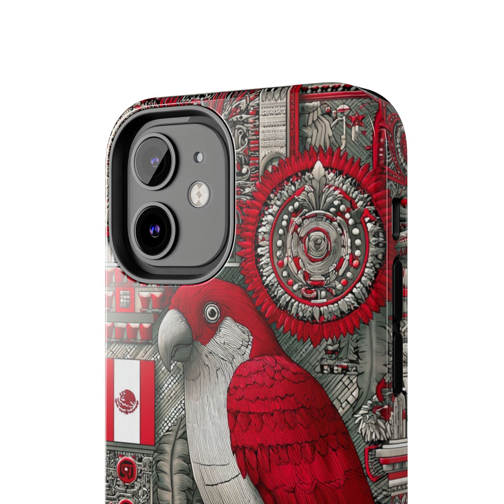 Tough Phone Case — Red Parrot Graphic Impact-Resistant Phone Cover
