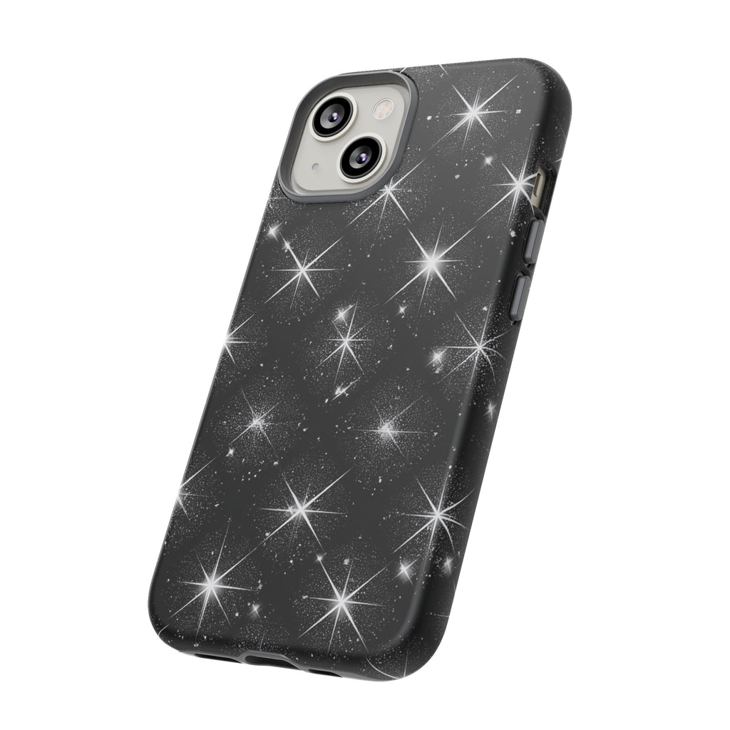 Galaxy Sparkle Tough Phone Case — Black Starfield Protective Cover