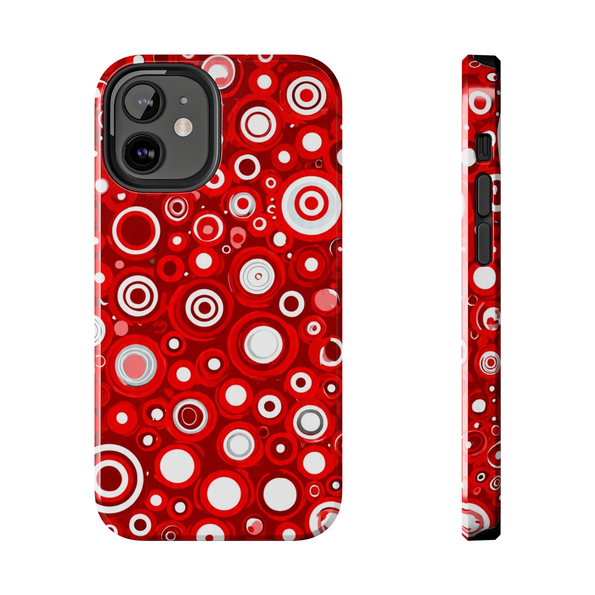 Red Retro Circles Tough Phone Case — Durable Shockproof Protective Cover
