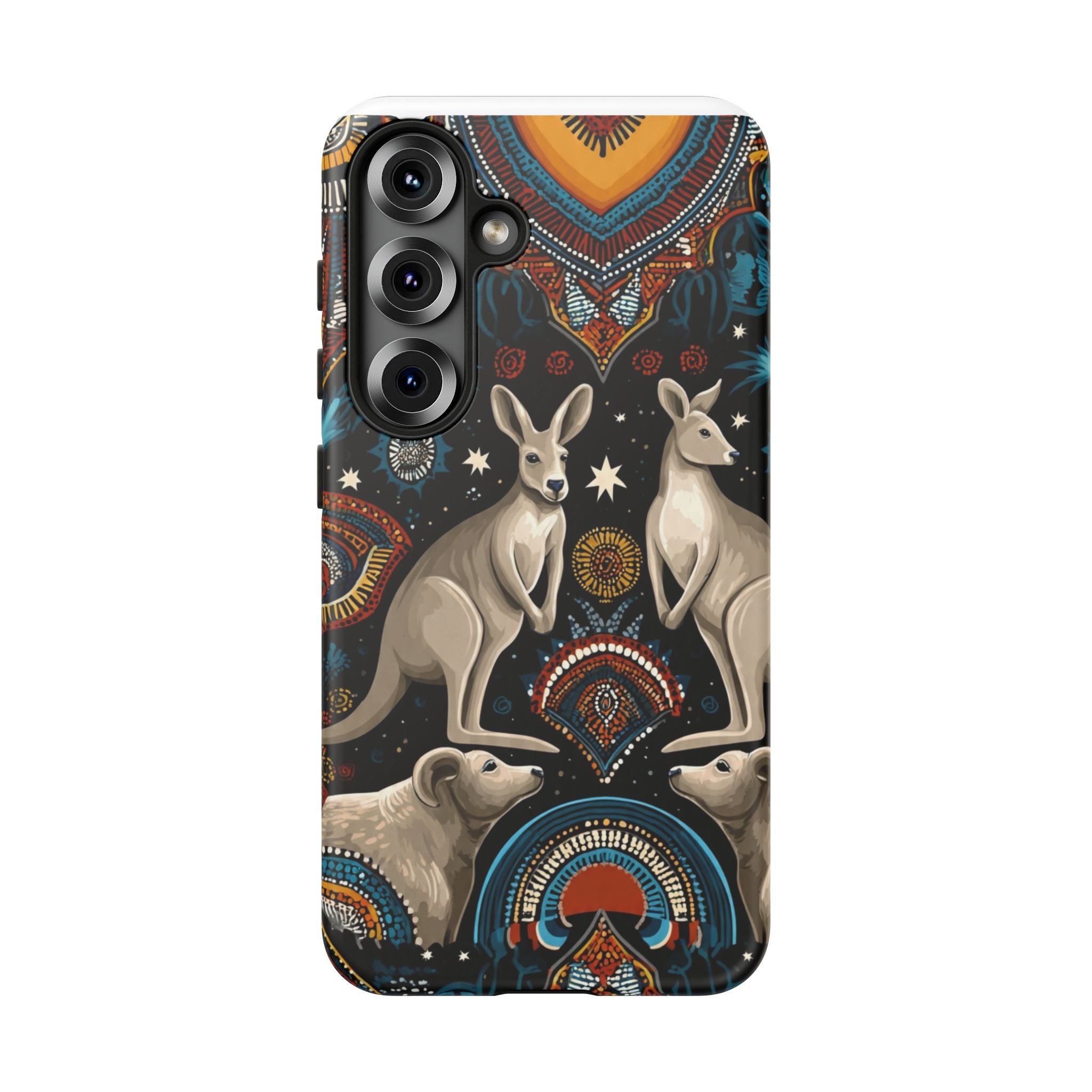 Kangaroo & Boomerang Tough Phone Case — Australian Wildlife Pattern