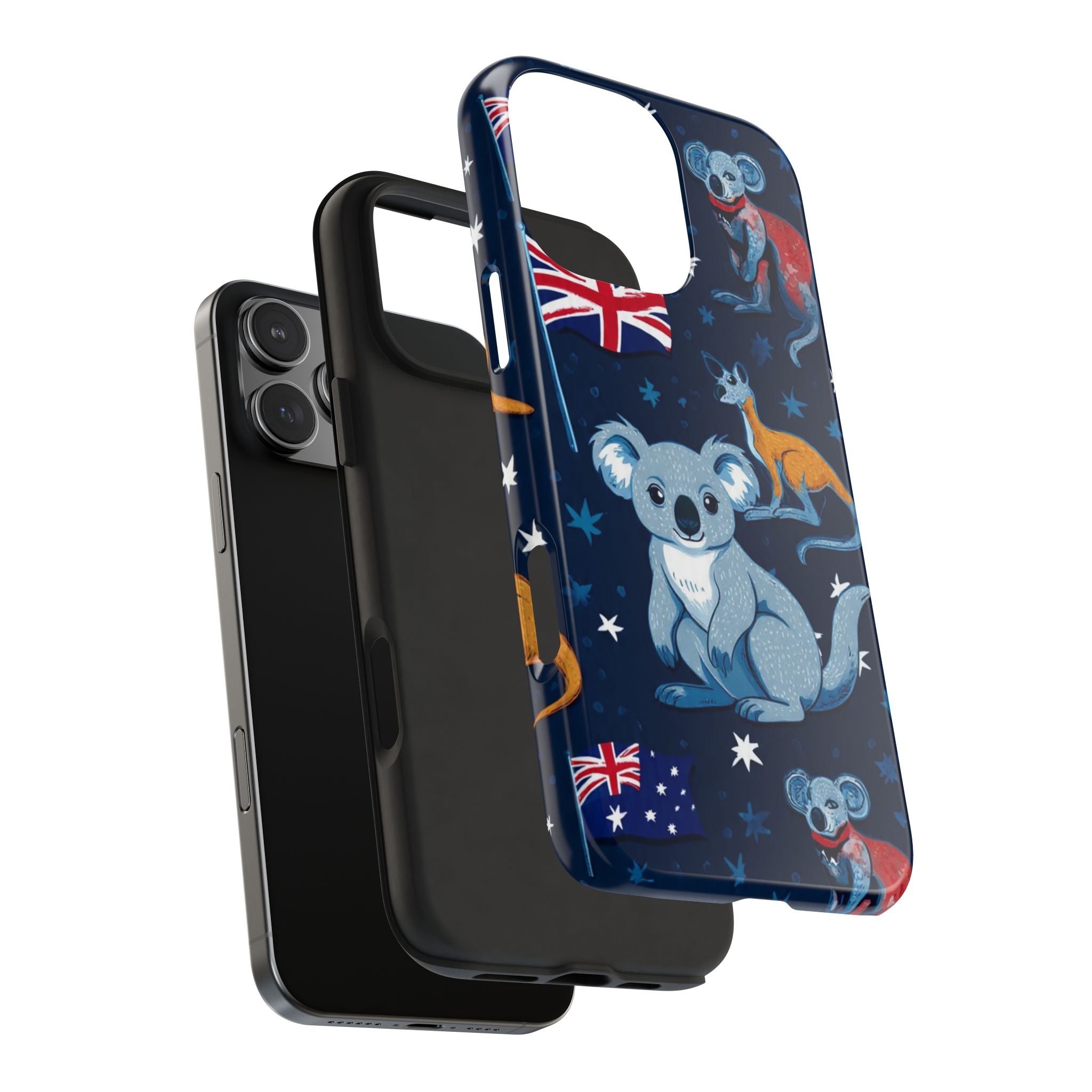 Australian Wildlife Tough Phone Case — Koala & Kangaroo Flag Design