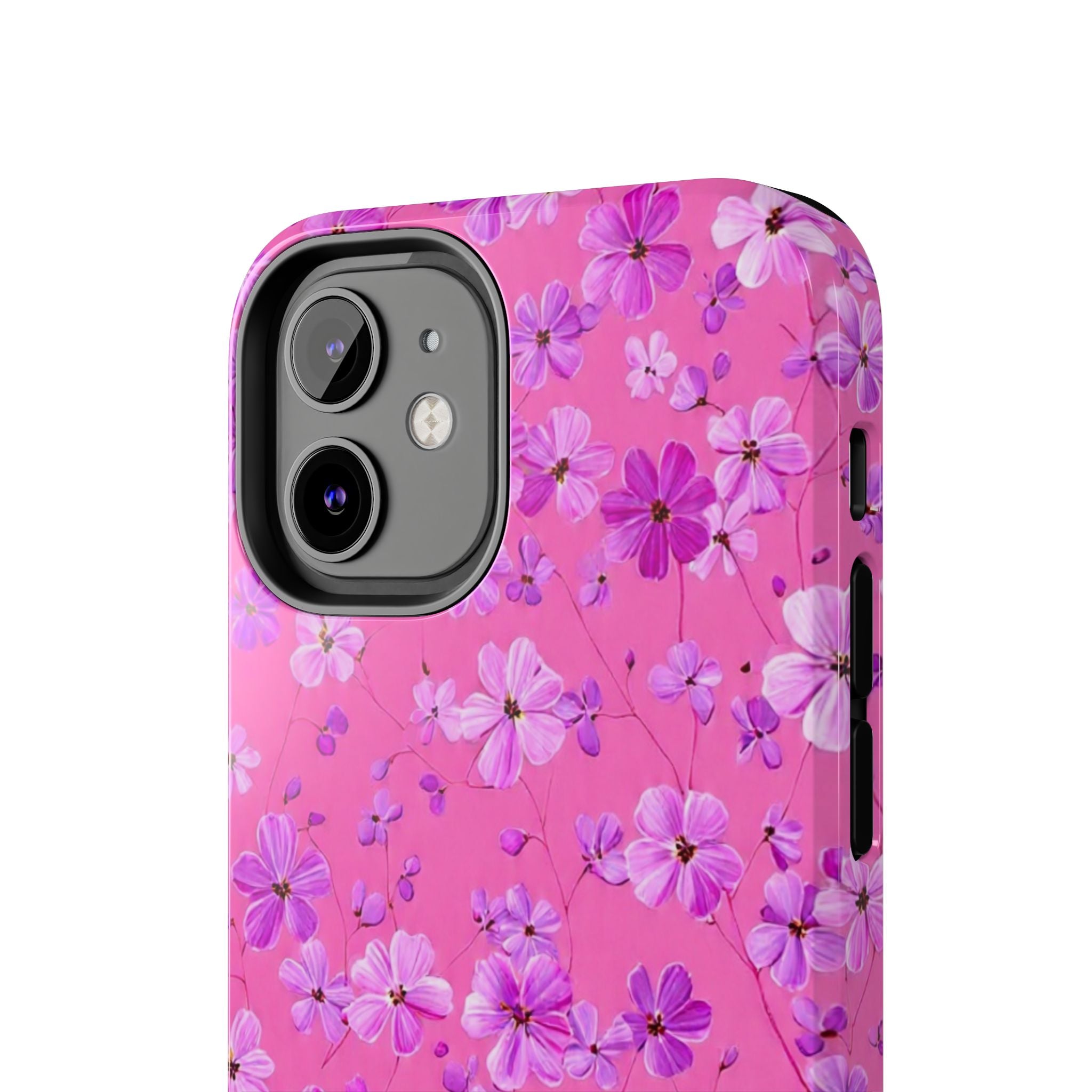 Pink Floral Tough Phone Case — Cute Purple Blossom Protective Cover
