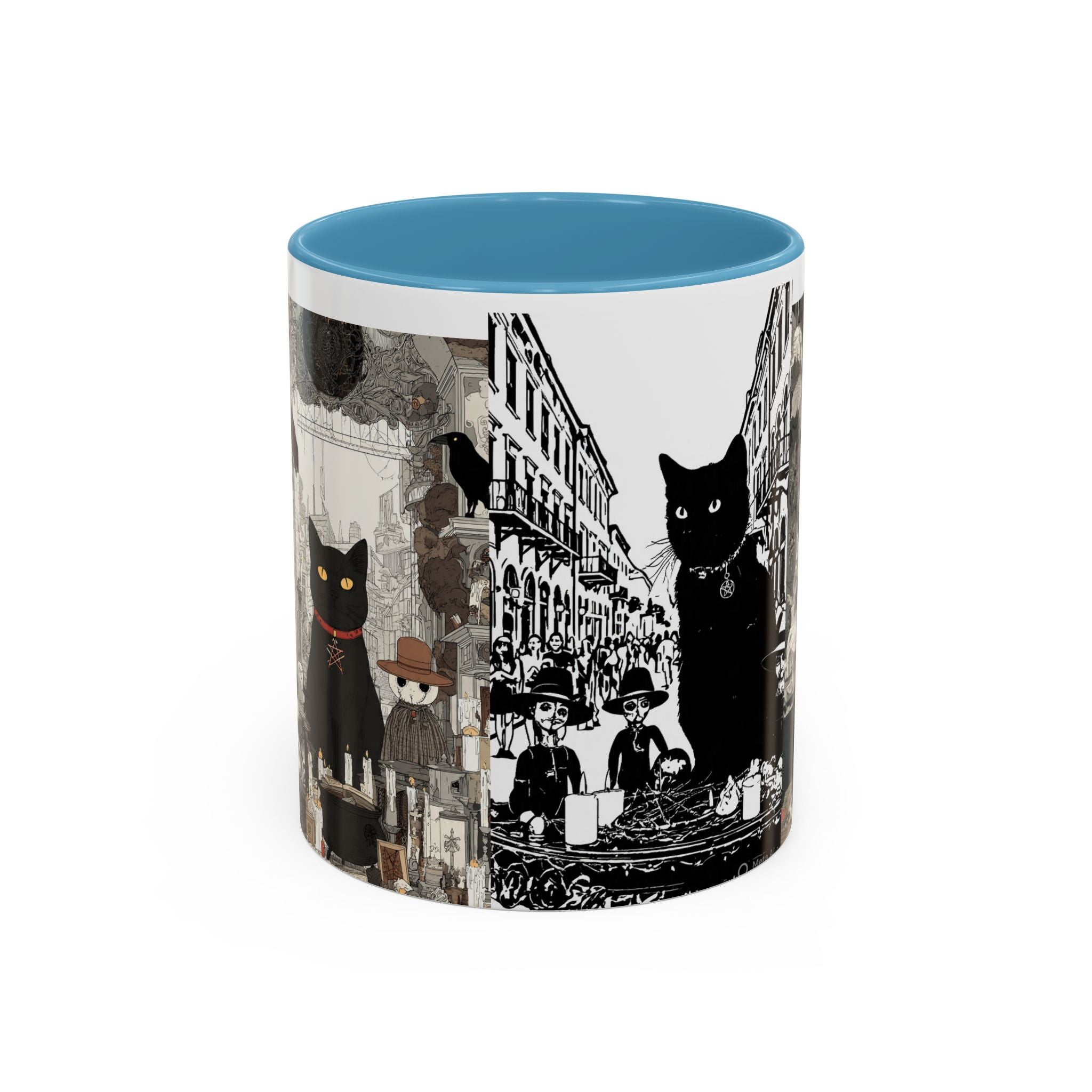 Black Cat Vintage Street Art Coffee Mug — 11/15oz Accent Ceramic