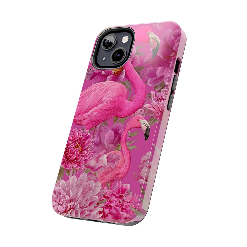 Pink Flamingo Floral Tough Phone Case — Protective iPhone Cover