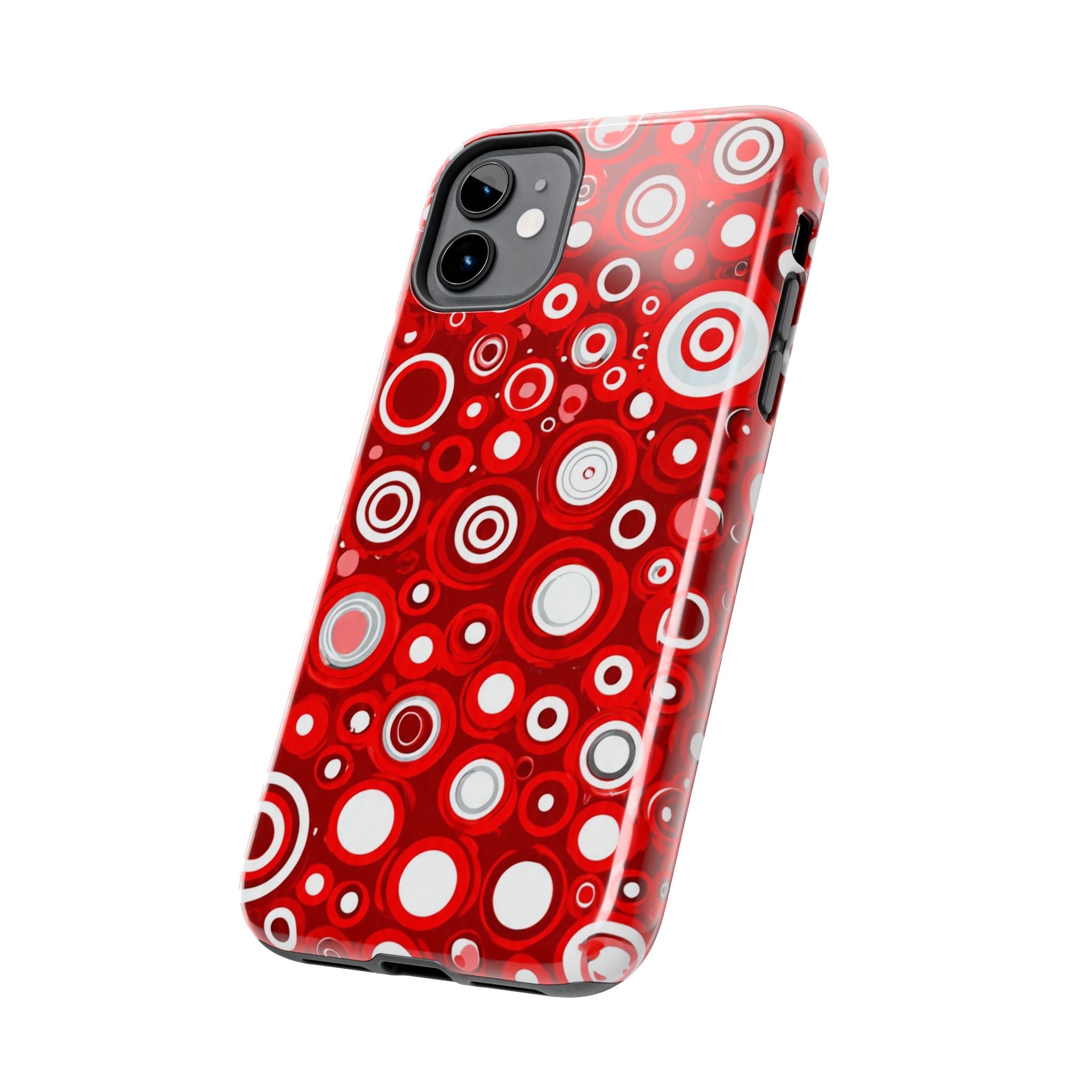 Red Retro Circles Tough Phone Case — Durable Shockproof Protective Cover