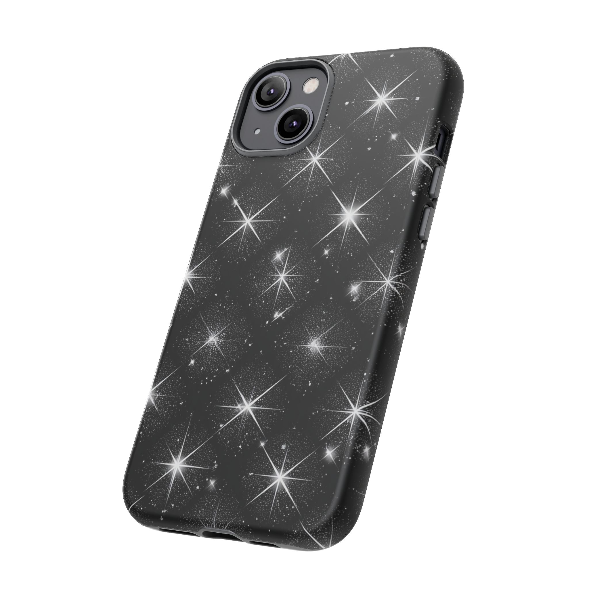 Galaxy Sparkle Tough Phone Case — Black Starfield Protective Cover