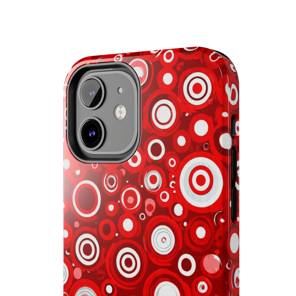 Red Retro Circles Tough Phone Case — Durable Shockproof Protective Cover