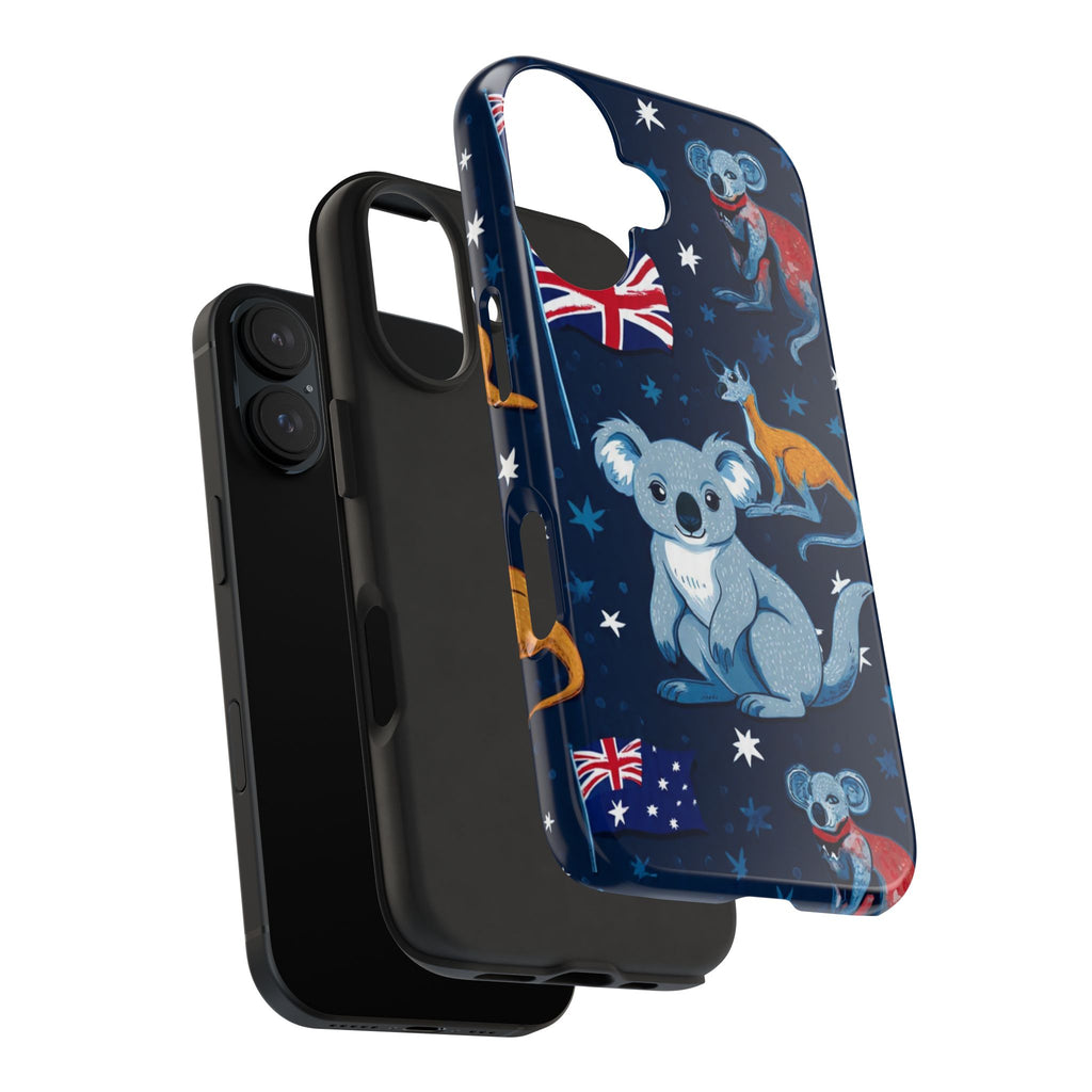 Australian Wildlife Tough Phone Case — Koala & Kangaroo Flag Design