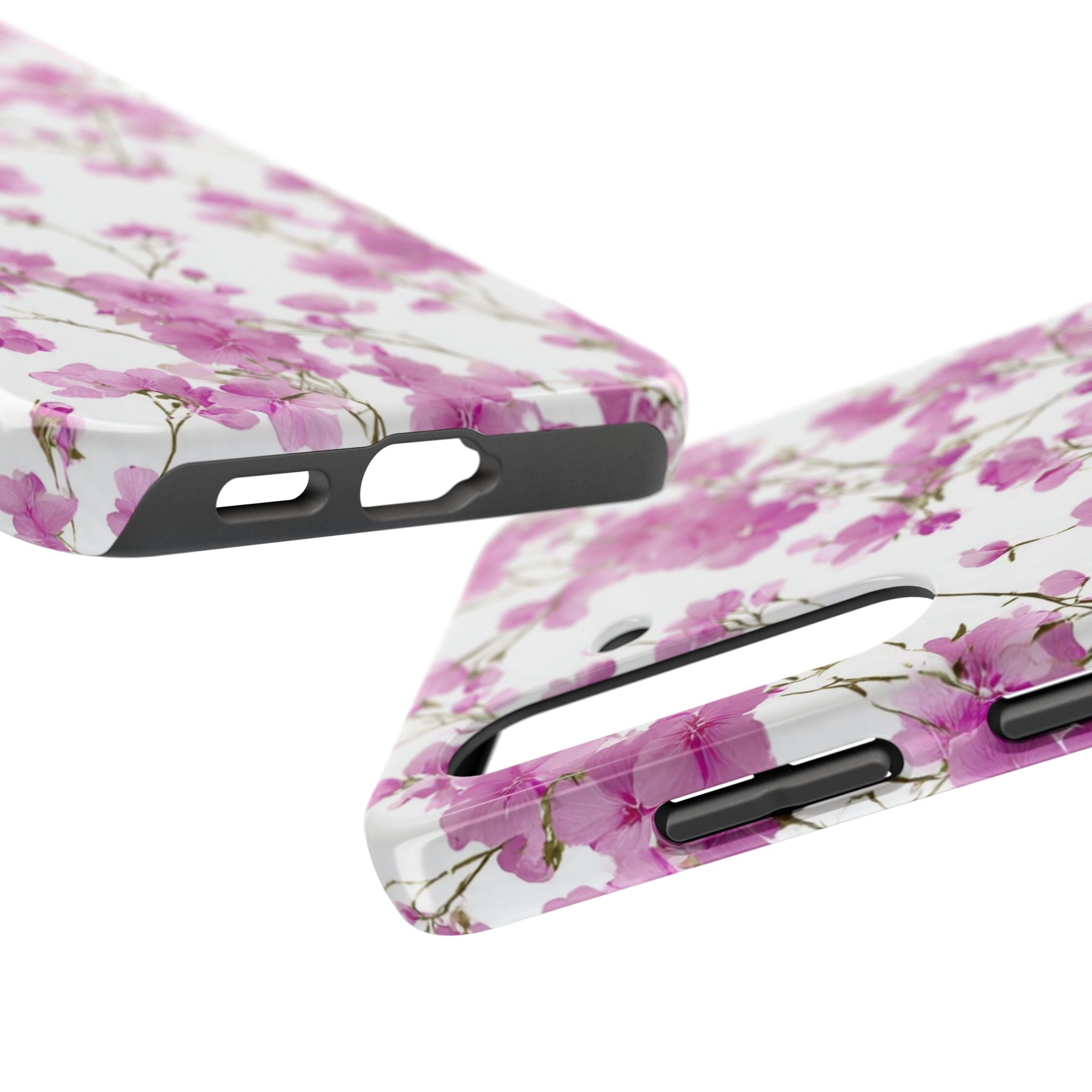 Floral Pink Blossoms Tough Phone Case — Durable Protective Phone Cover with Watercolor Cherry Blossom Design