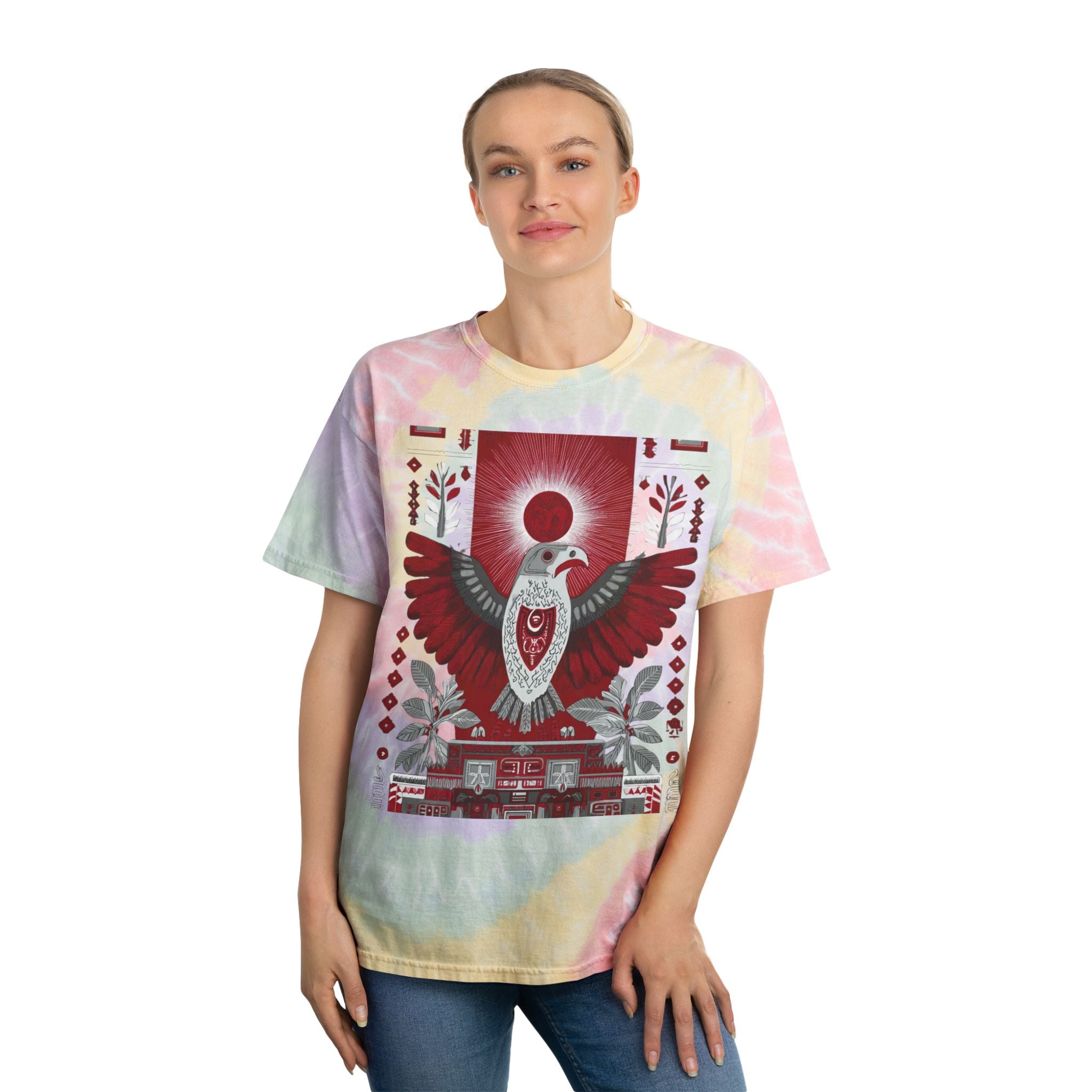 Tie-Dye Spiral Tee — Vintage Southwestern Eagle Graphic