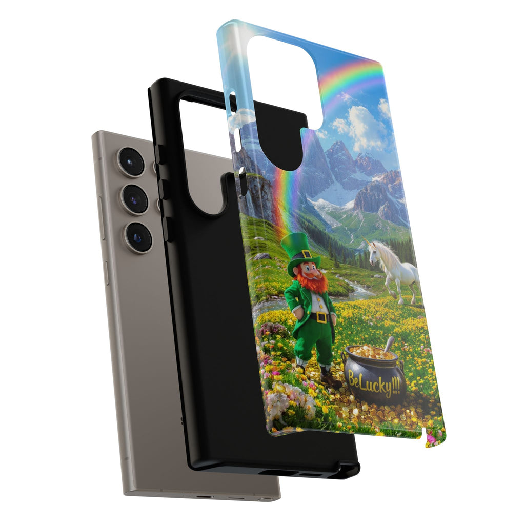 Lucky Leprechaun & Unicorn Phone Case — Rainbow Pot of Gold Protective Cover