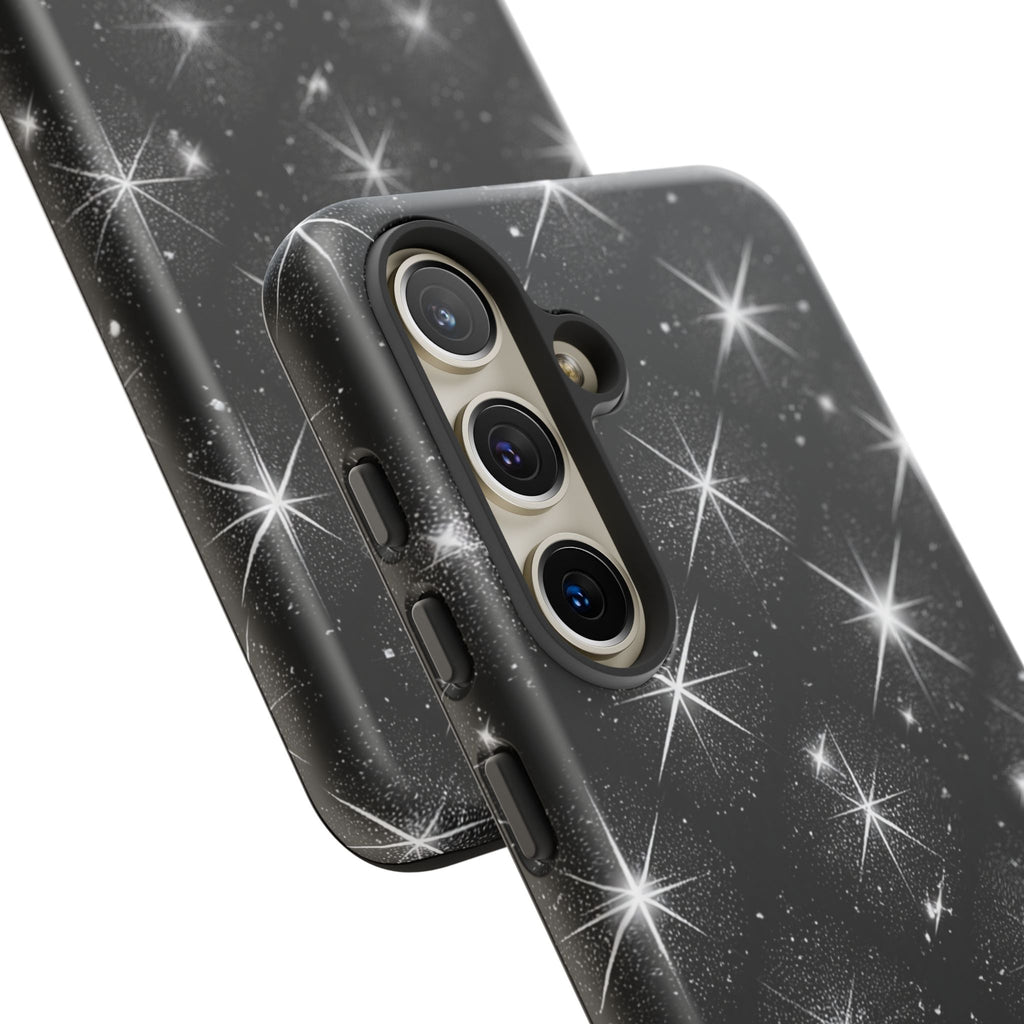 Galaxy Sparkle Tough Phone Case — Black Starfield Protective Cover