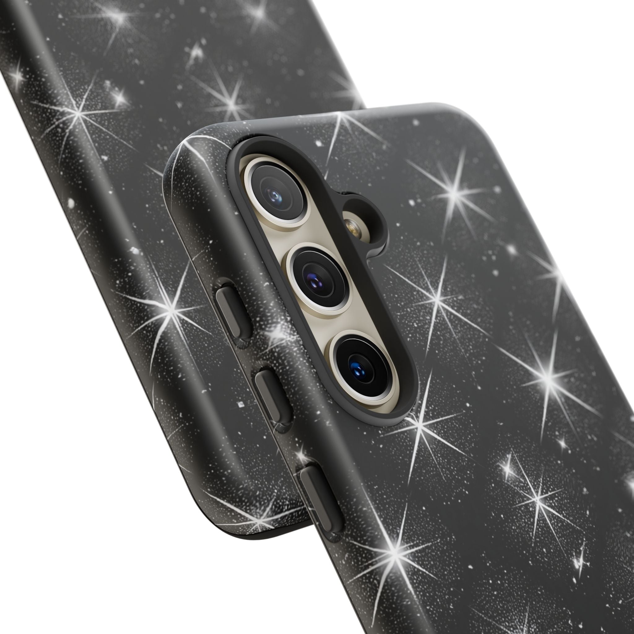 Galaxy Sparkle Tough Phone Case — Black Starfield Protective Cover