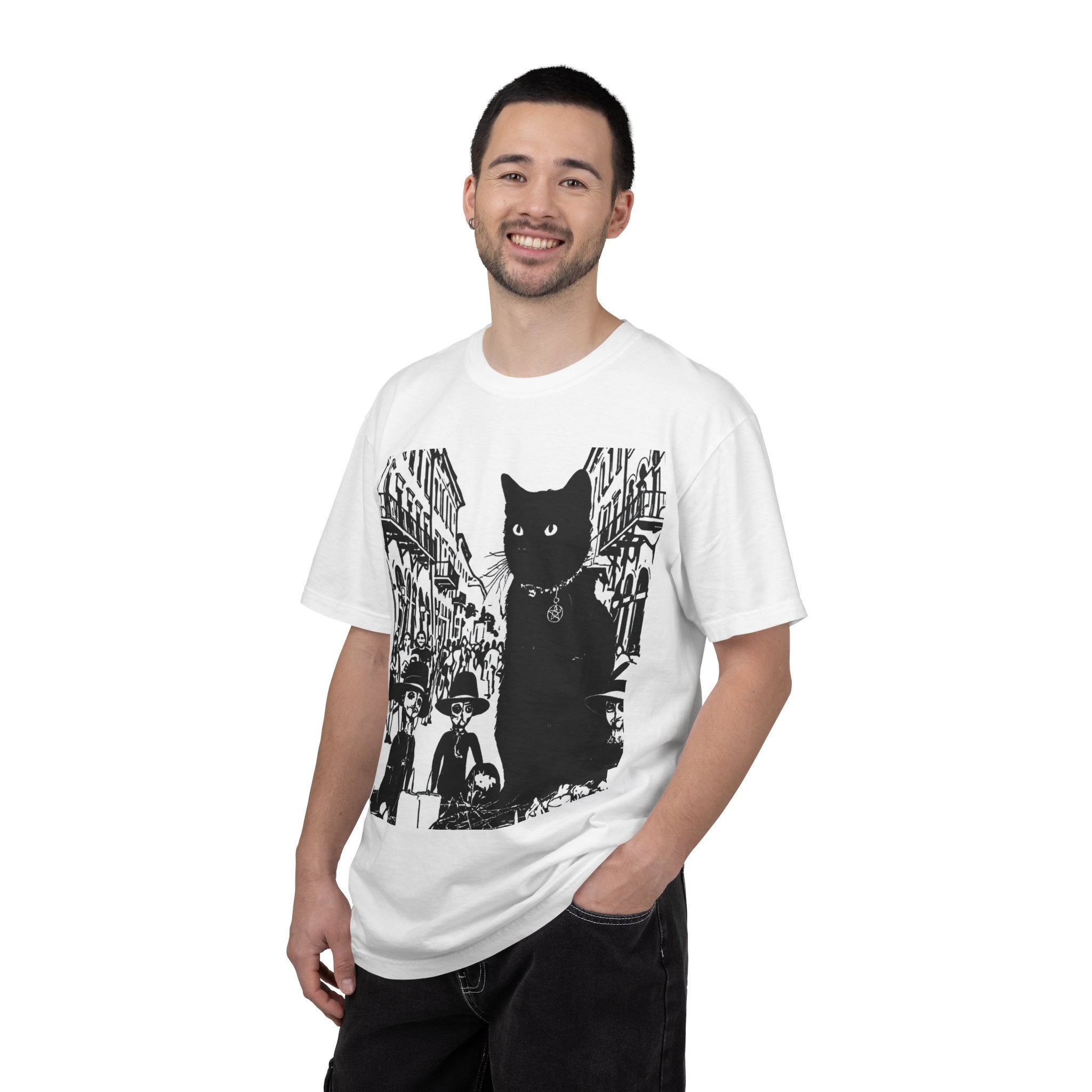 Cat in the City Graphic T-Shirt — Bold Black Cat Street Art Tee