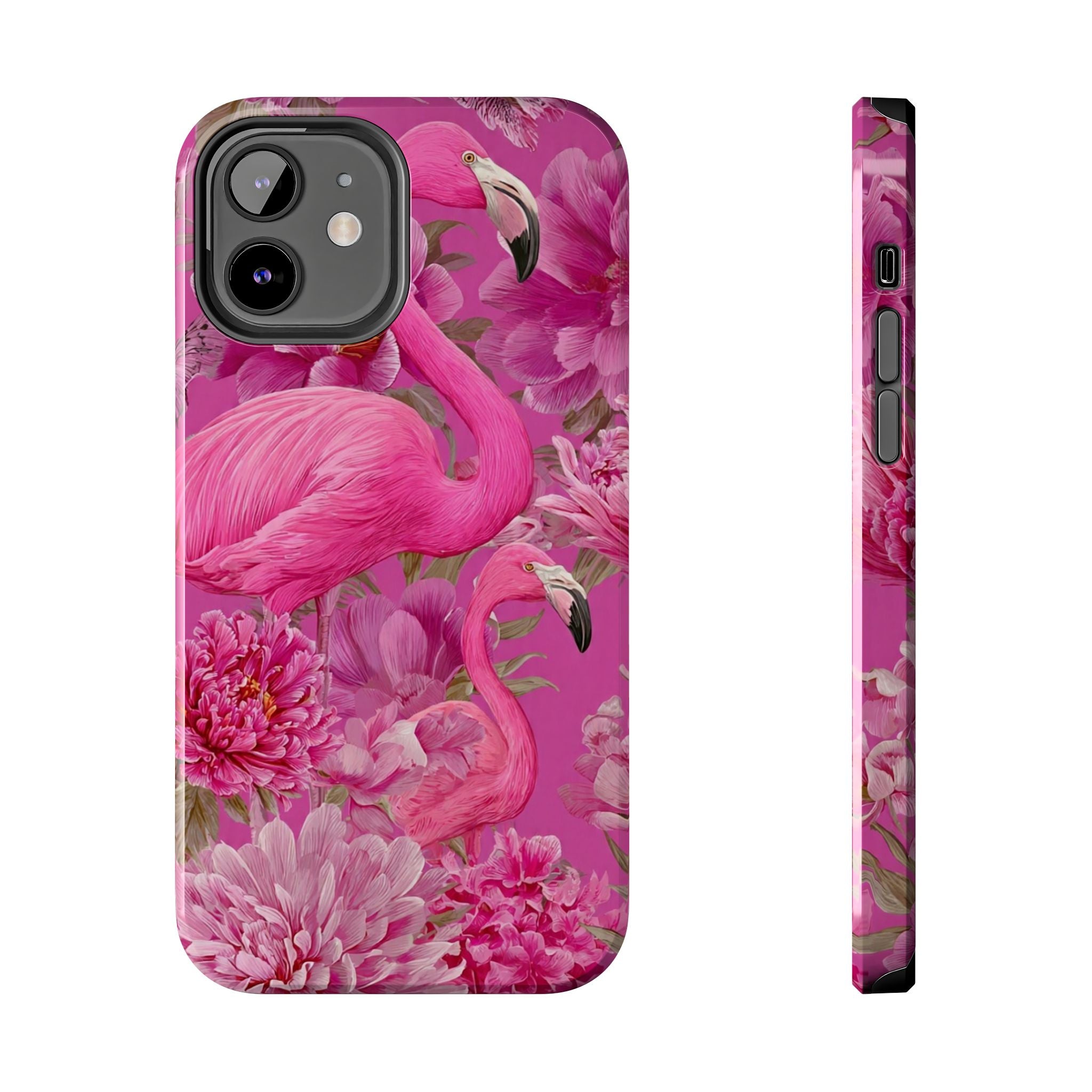 Pink Flamingo Floral Tough Phone Case — Protective iPhone Cover