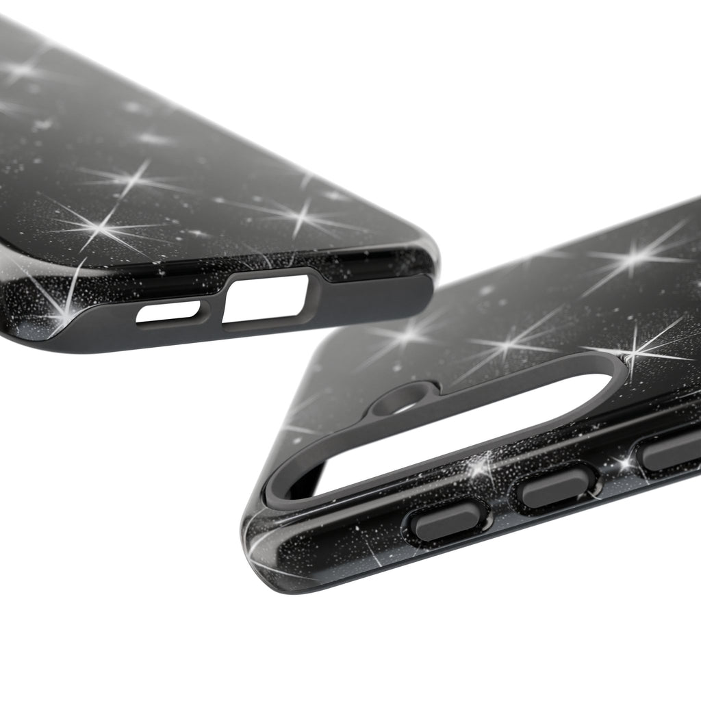 Galaxy Sparkle Tough Phone Case — Black Starfield Protective Cover